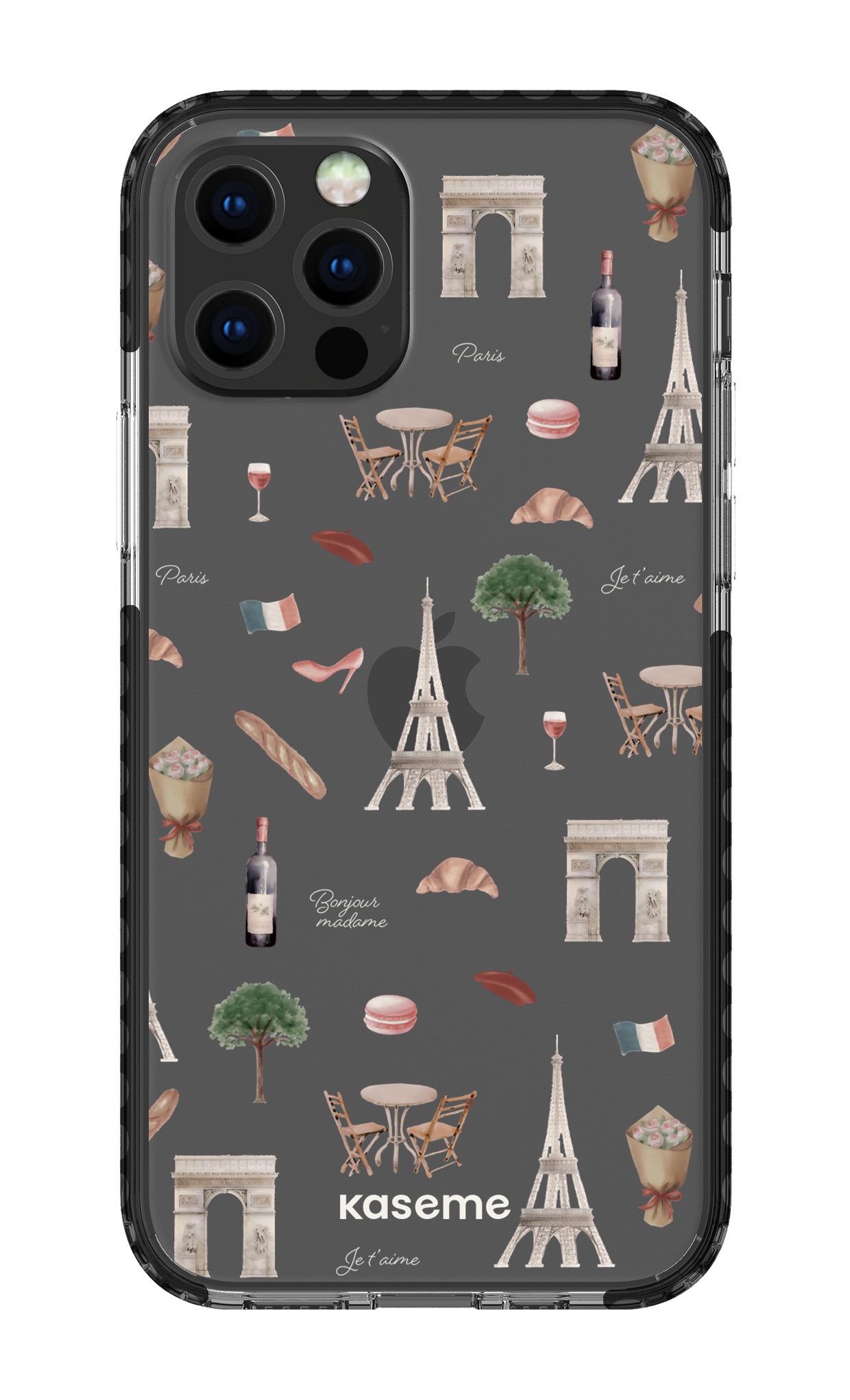 iPhone 12 pro Clear Case Black Je t'aime Paris Clear Case -