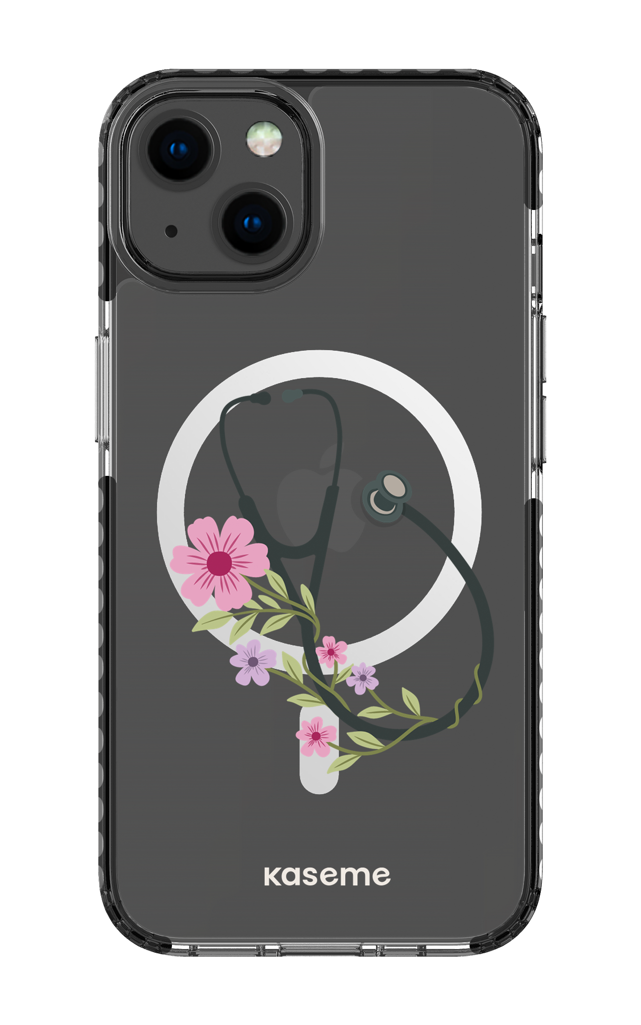 iPhone 13 Clear Case Magsafe - Black Blossom Beat Clear Case -