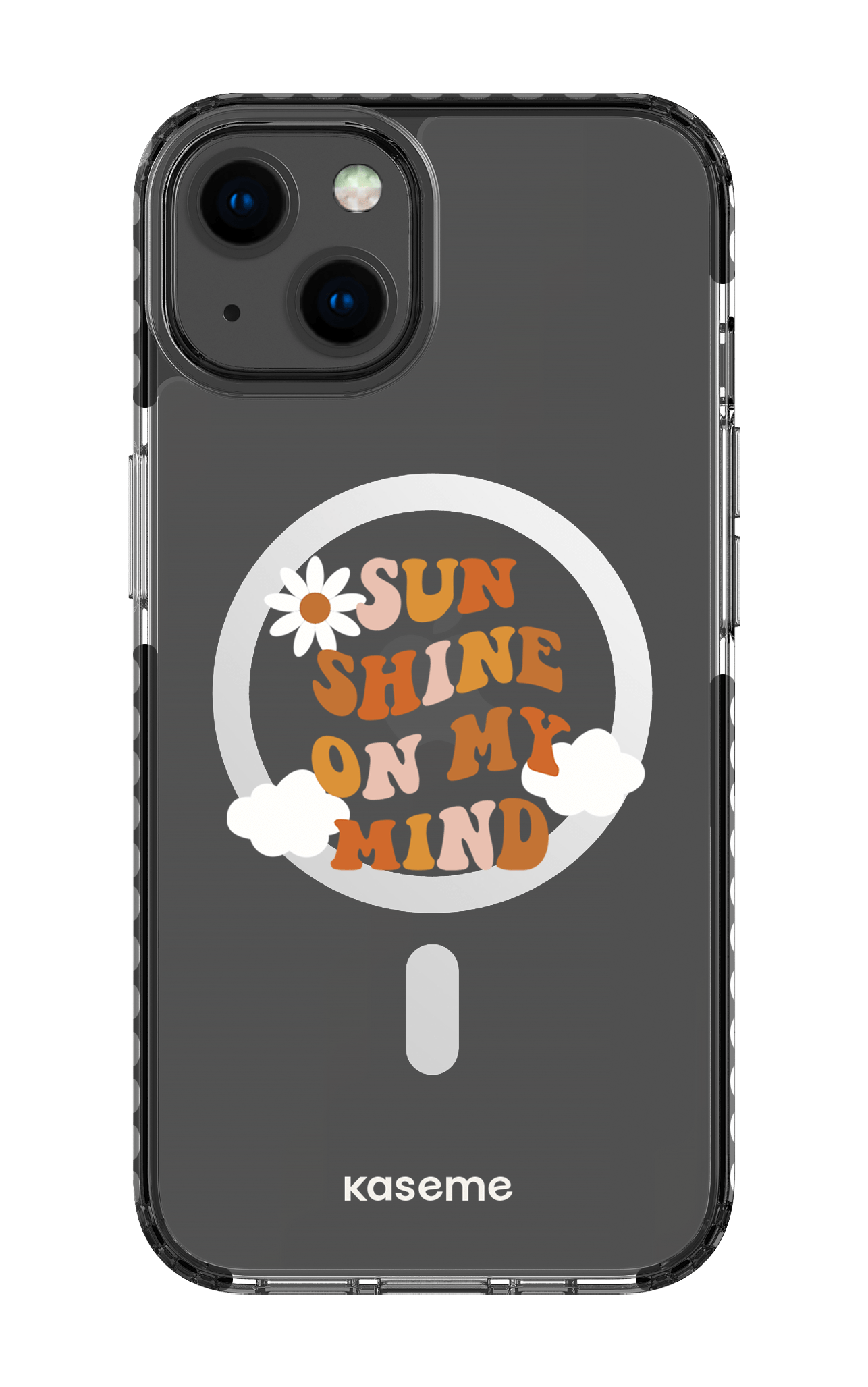 iPhone 13 Clear Case Magsafe - Black Cheerful Clear Case -