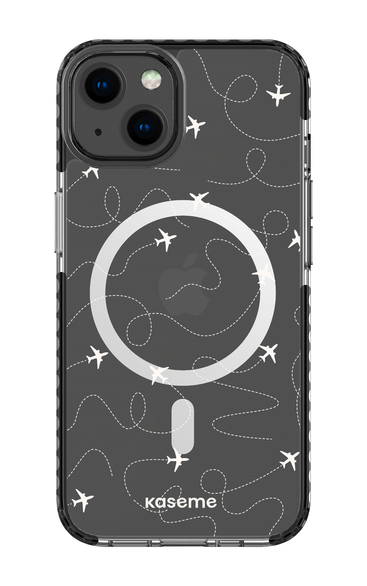 iPhone 13 Clear Case Magsafe - Black Globetrotter Clear Case -