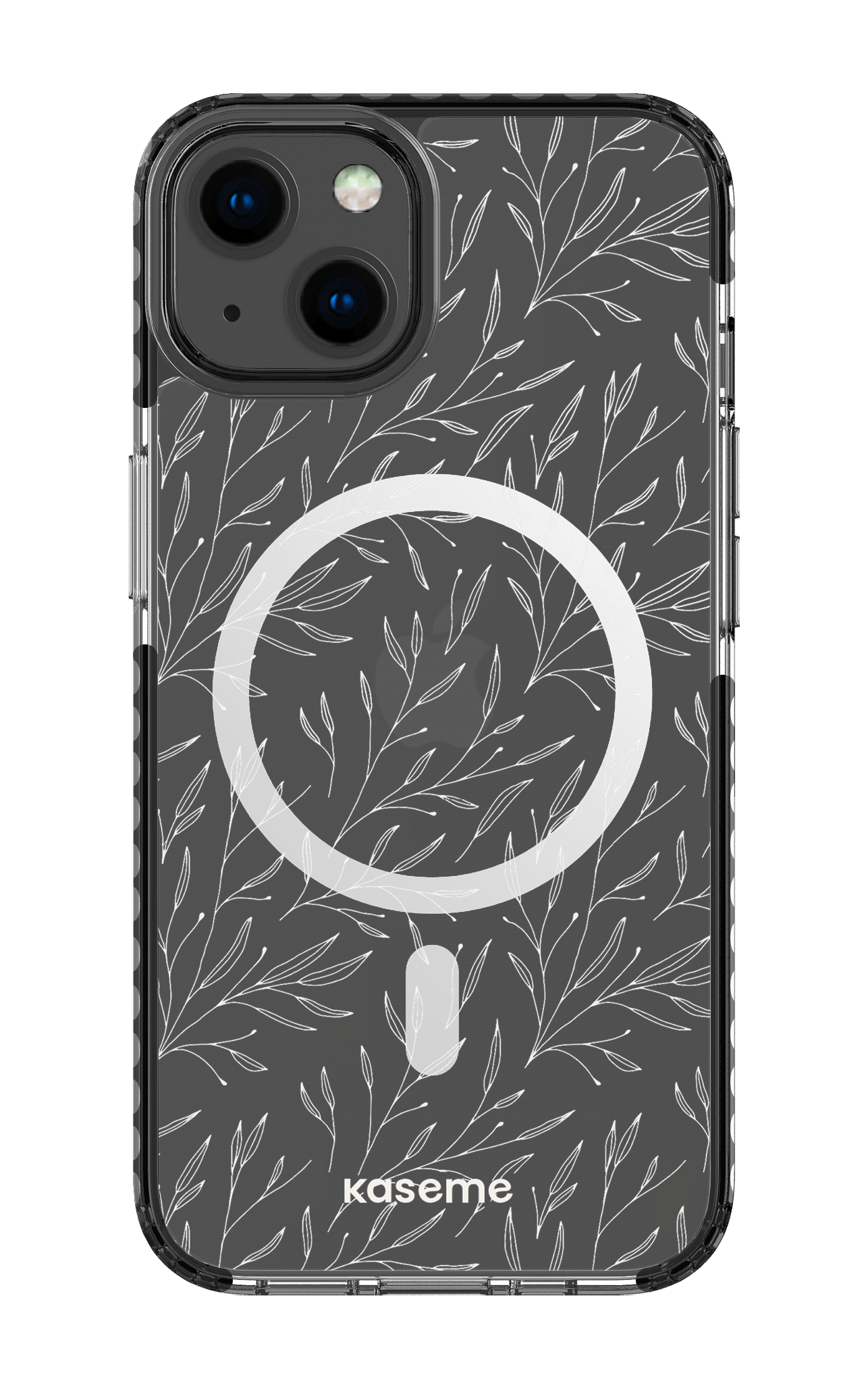 iPhone 13 Clear Case Magsafe - Black Hibiscus Clear Case -