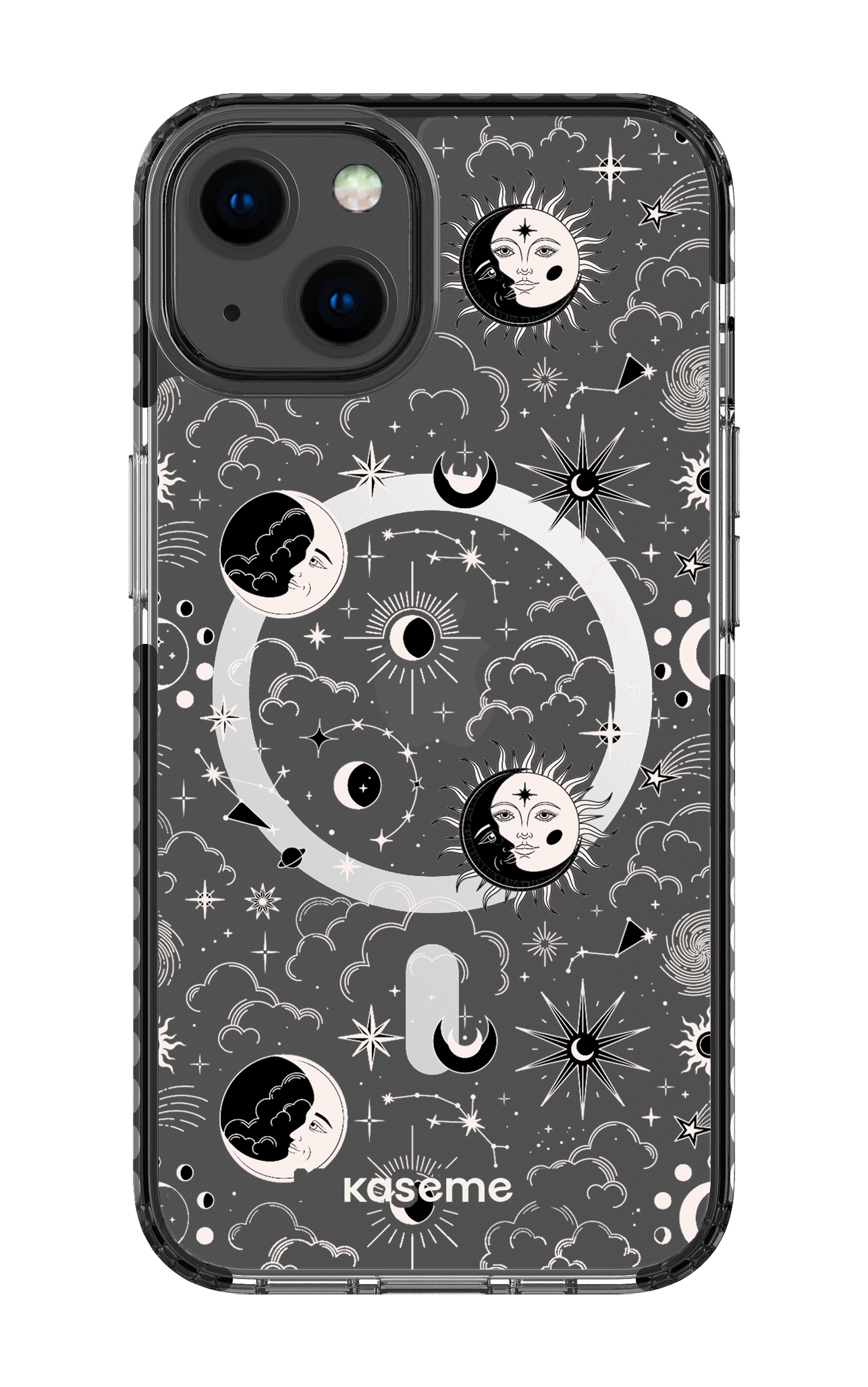 iPhone 13 Clear Case Magsafe - Black Milky Way White Clear Case -