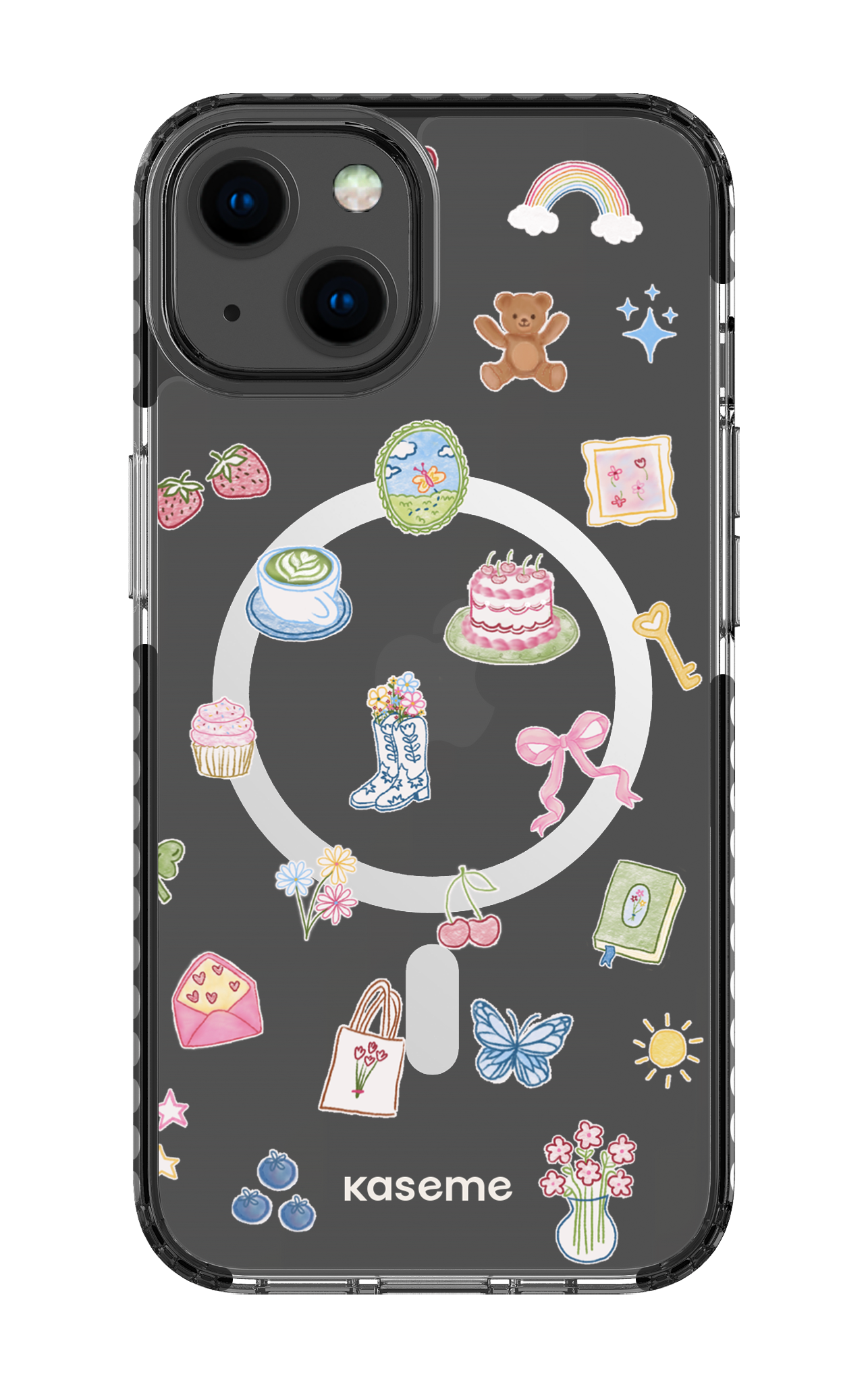 iPhone 13 Clear Case Magsafe - Black Poetry Clear Case -