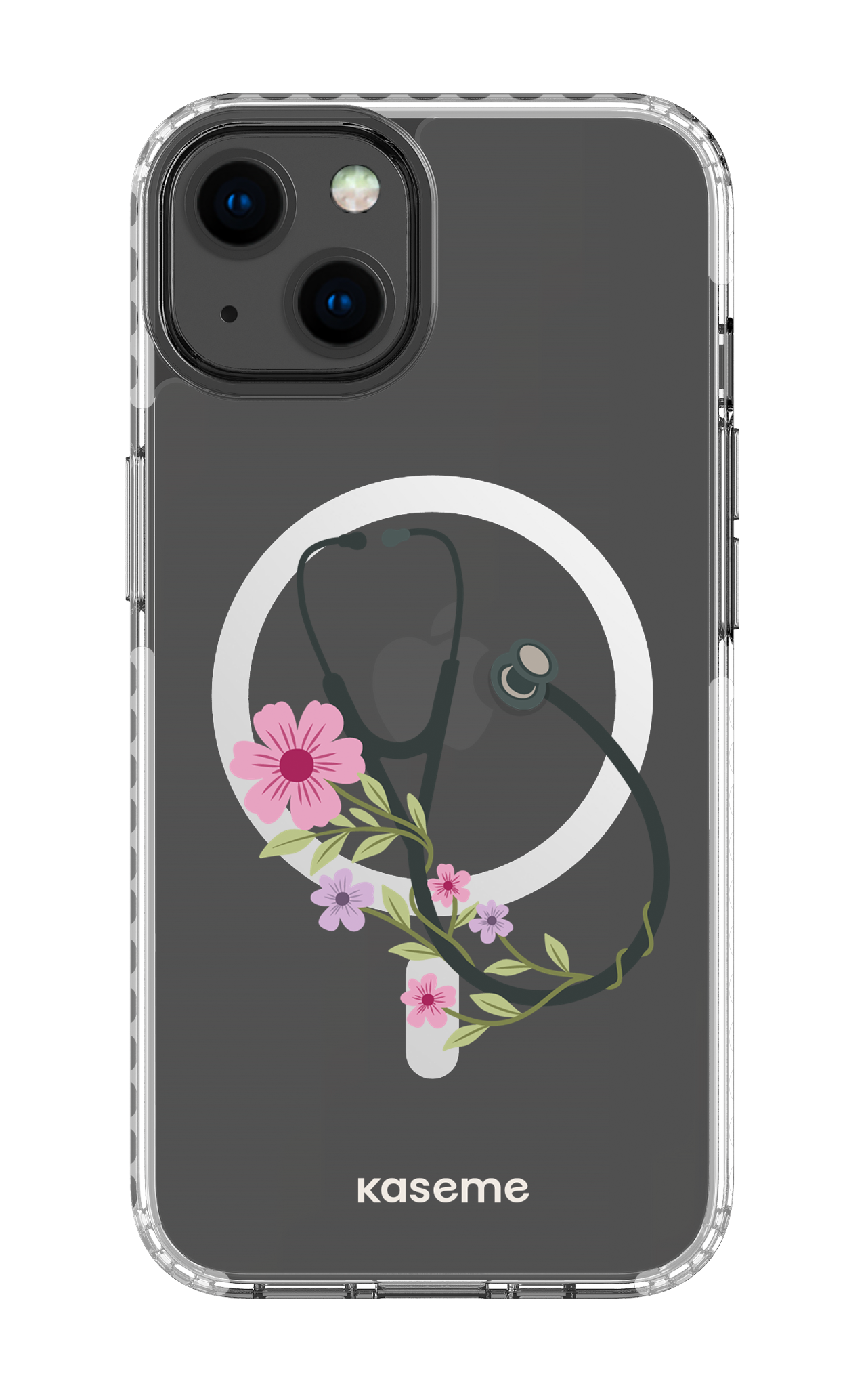 iPhone 13 Clear Case Magsafe - White Blossom Beat Clear Case -