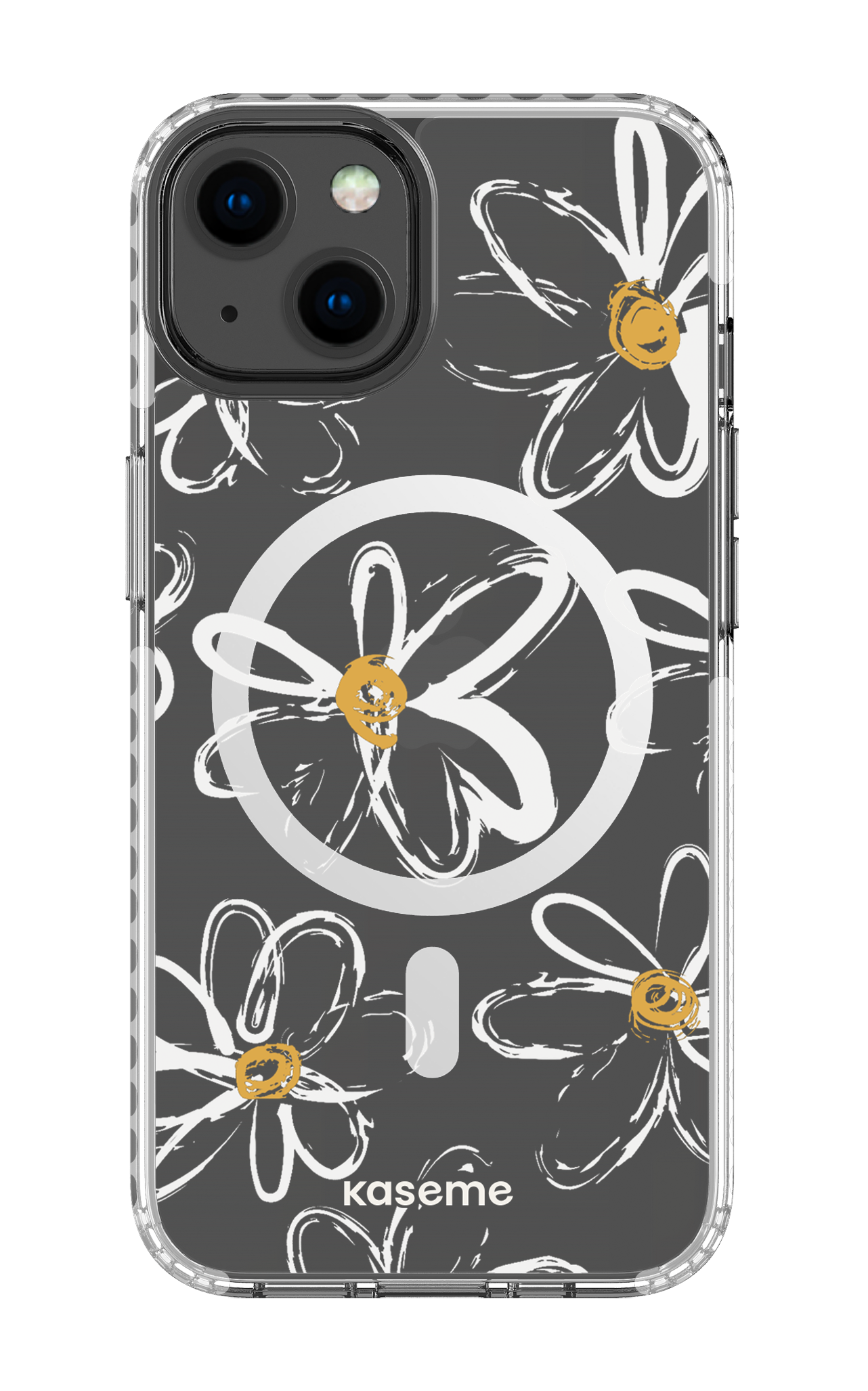 iPhone 13 Clear Case Magsafe - White Give me flowers Clear Case -