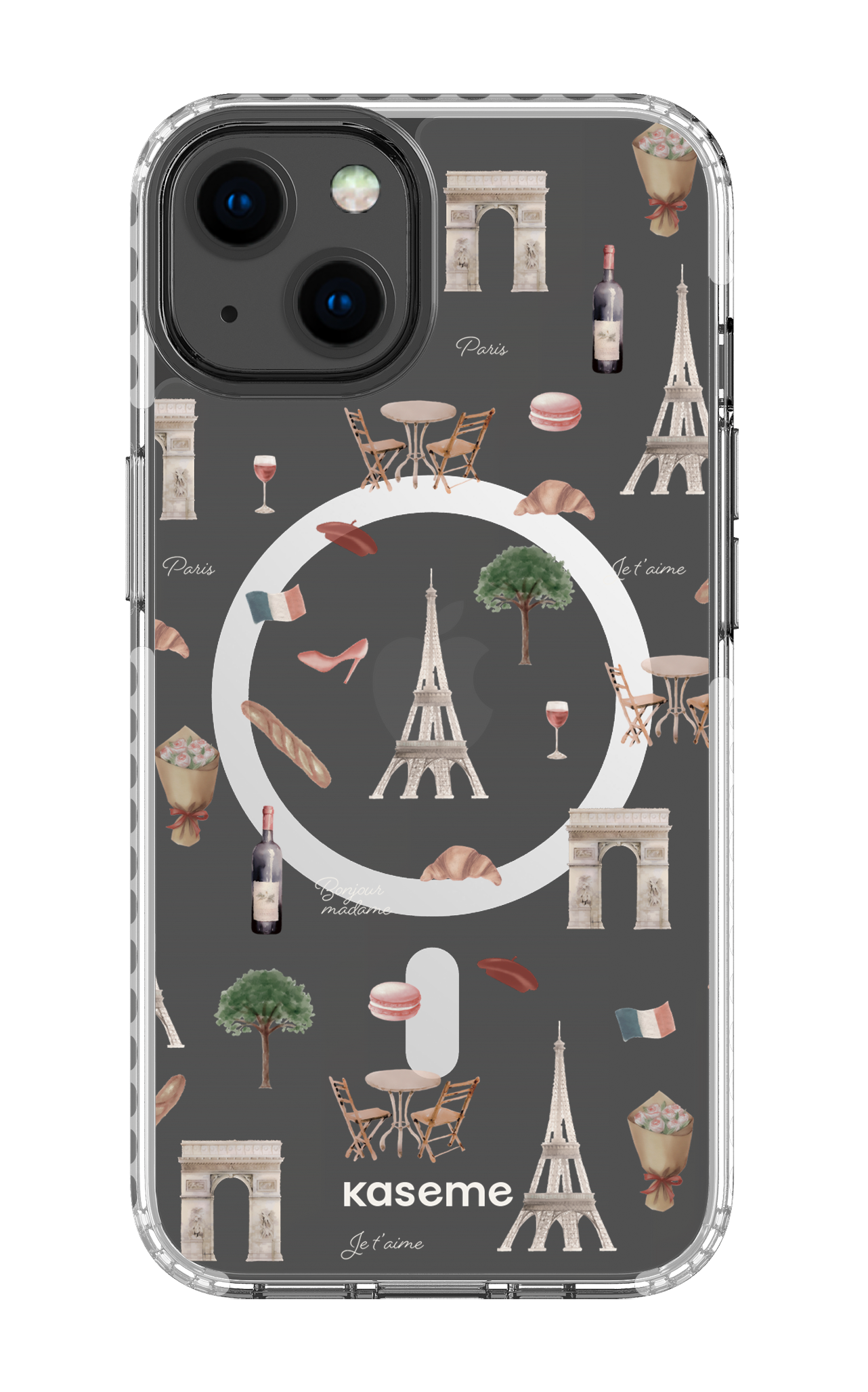 iPhone 13 Clear Case Magsafe - White Je t'aime Paris Clear Case -