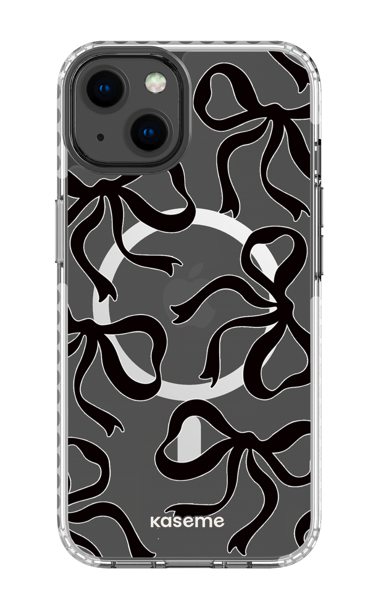 iPhone 13 Clear Case Magsafe - White Lace Black Clear Case -