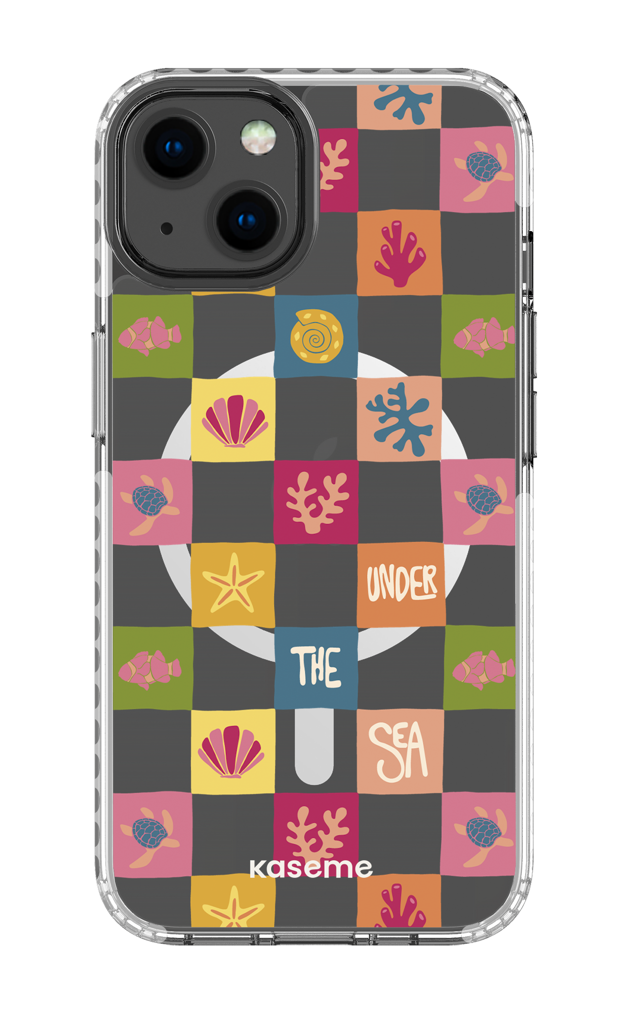 iPhone 13 Clear Case Magsafe - White Under the sea Clear Case -