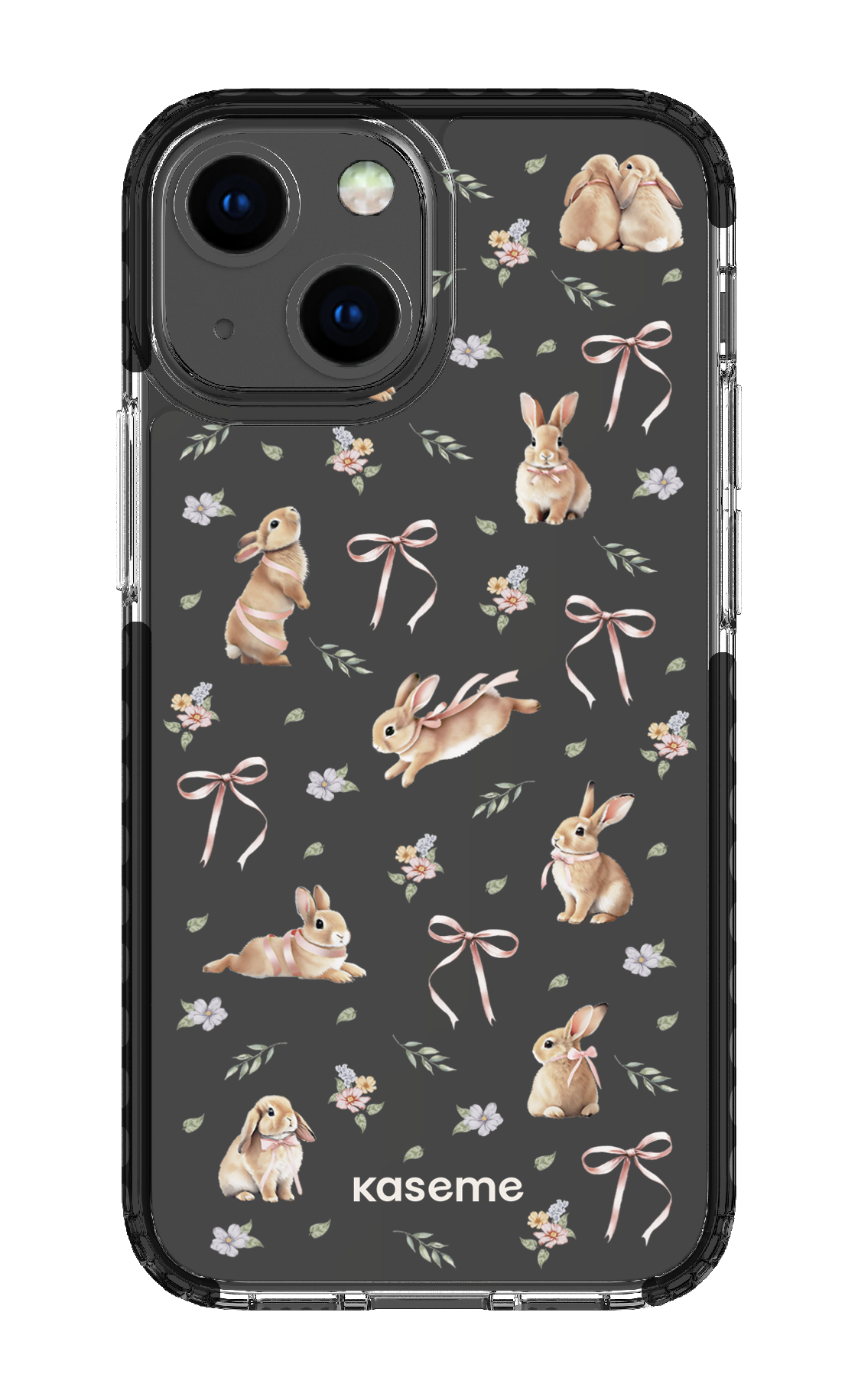 iPhone 13 Mini Clear Case - Black Bunny Bloom Clear Case -