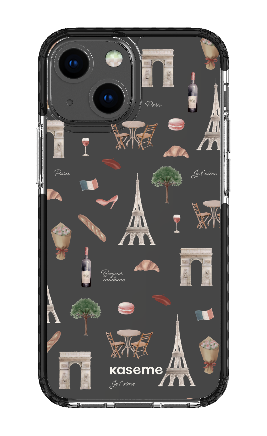 iPhone 13 Mini Clear Case - Black Je t'aime Paris Clear Case -