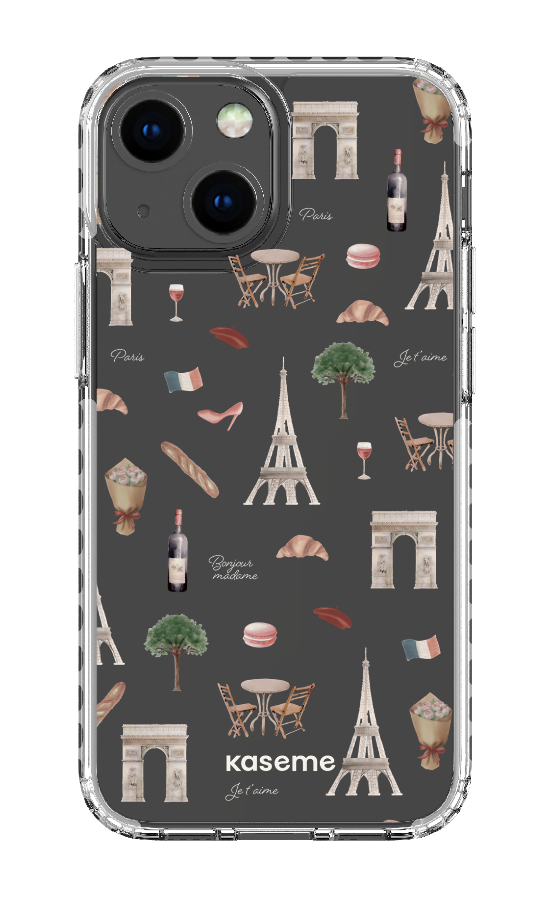 iPhone 13 Mini Clear Case - White Je t'aime Paris Clear Case -