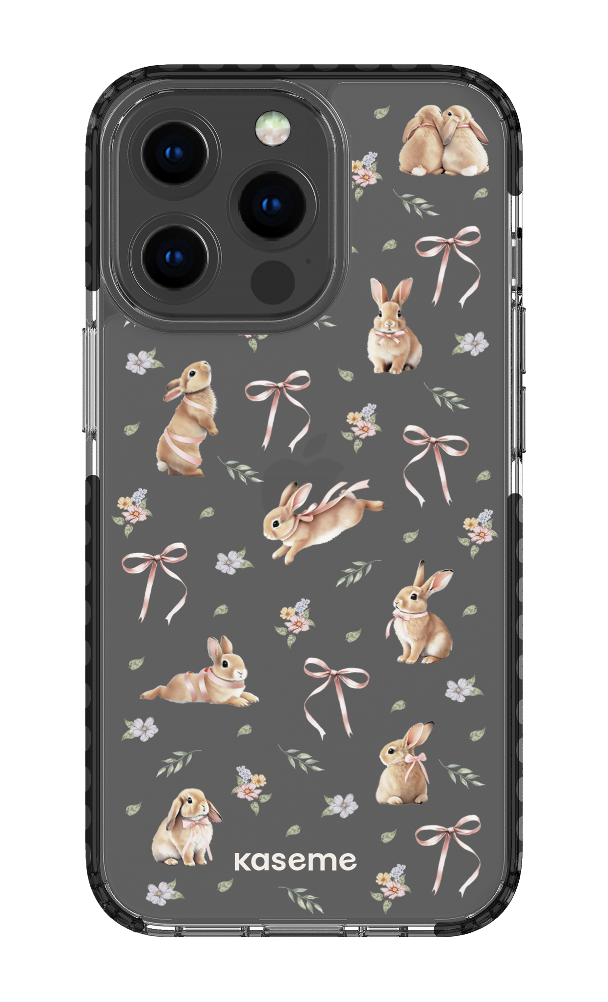 iPhone 13 Pro Clear Case - Black Bunny Bloom Clear Case -