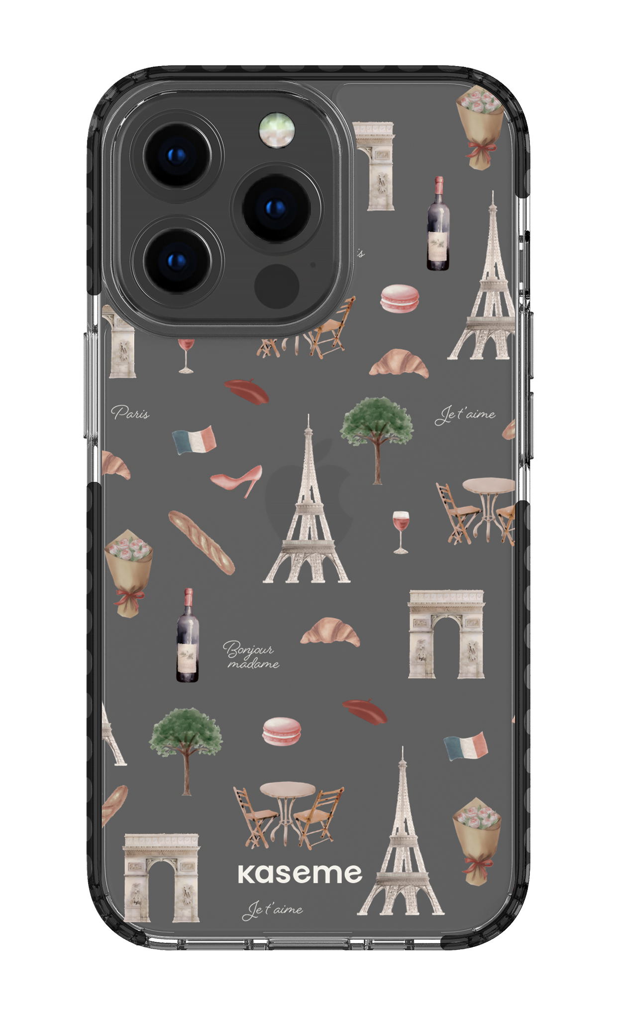 iPhone 13 Pro Clear Case - Black Je t'aime Paris Clear Case -