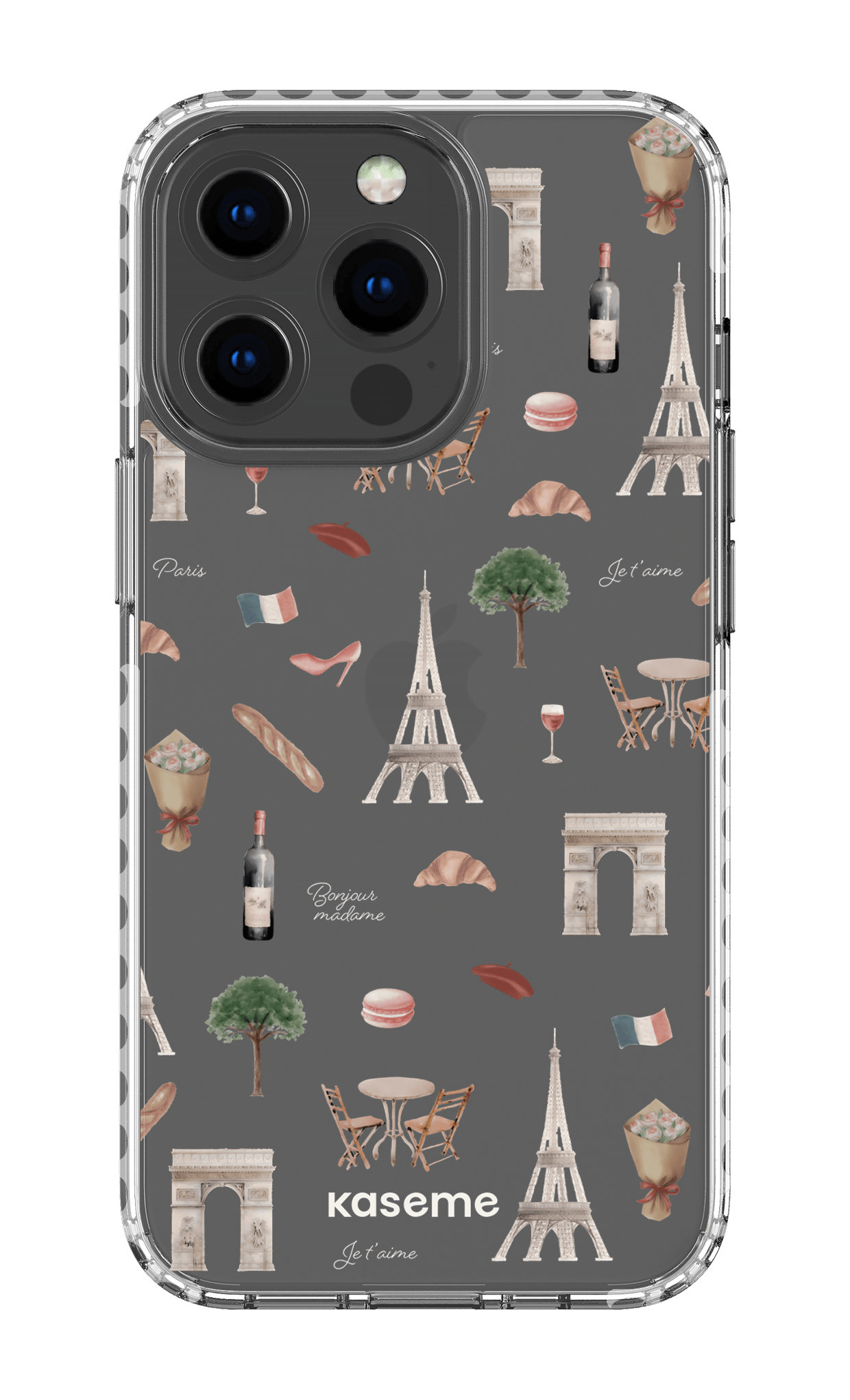 iPhone 13 Pro Clear Case - White Je t'aime Paris Clear Case -
