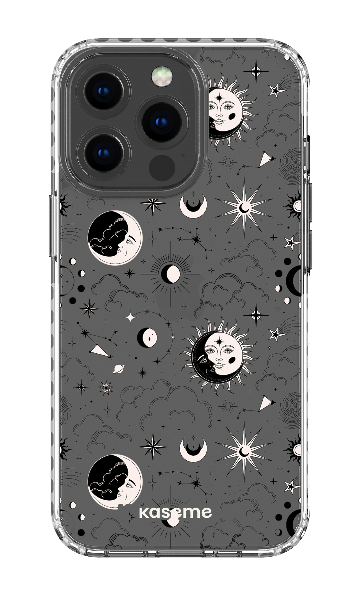 iPhone 13 Pro Clear Case - White Milky Way Black Clear Case -