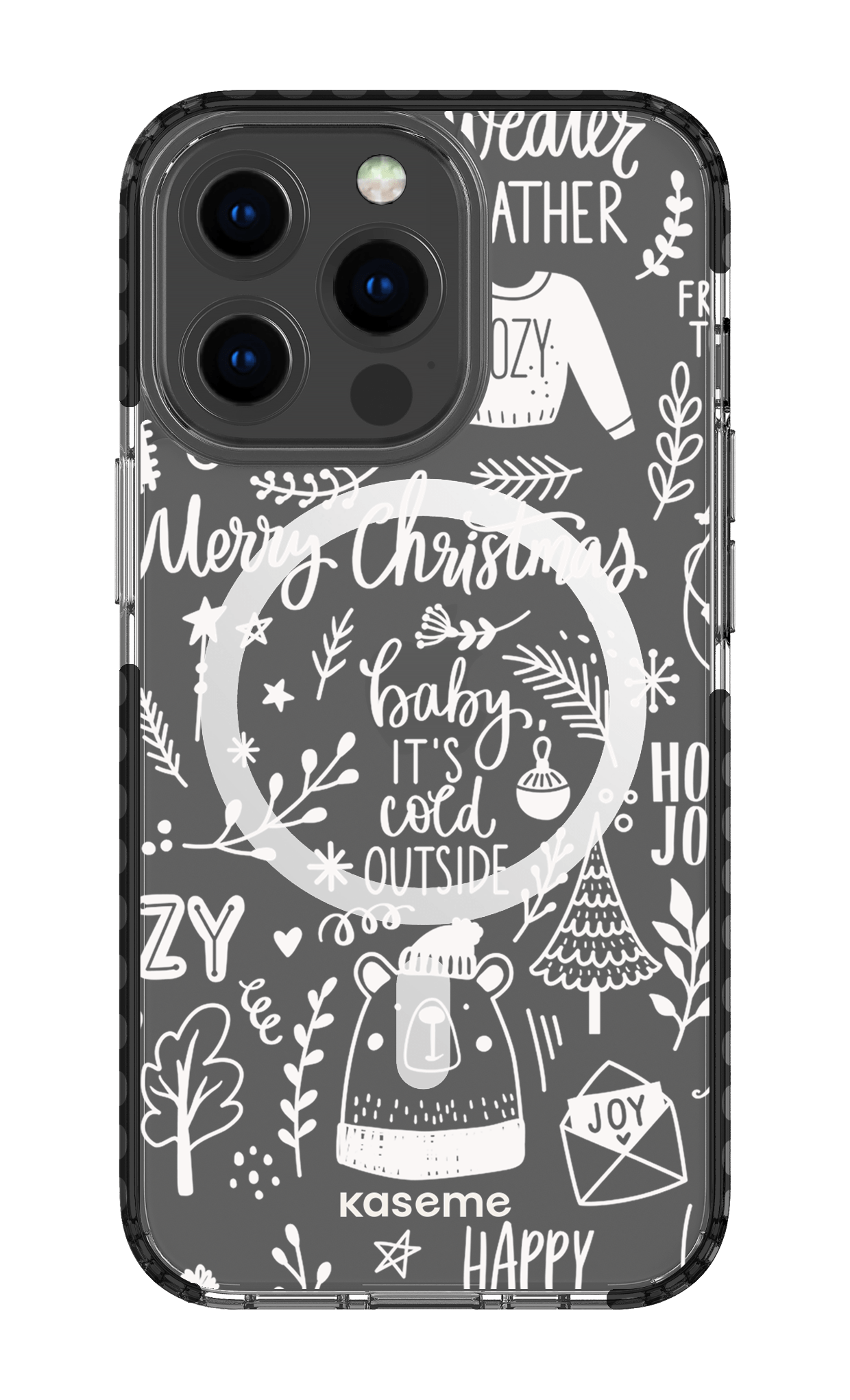 iPhone 13 Pro Clear Case Magsafe - Black Cold Nights Clear Case -