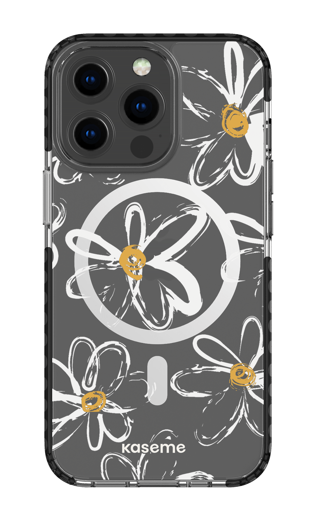 iPhone 13 Pro Clear Case Magsafe - Black Give me flowers Clear Case -