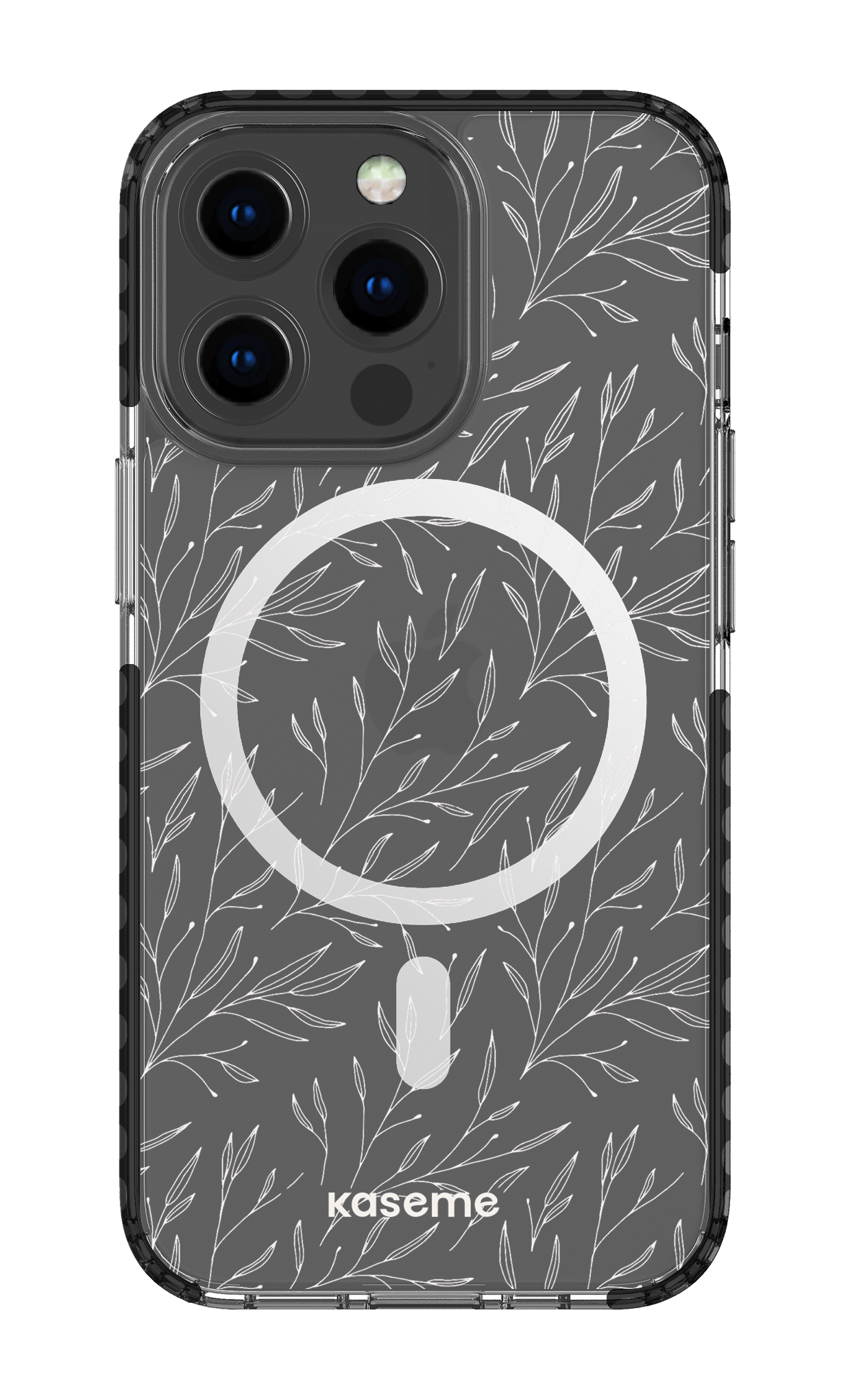 iPhone 13 Pro Clear Case Magsafe - Black Hibiscus Clear Case -