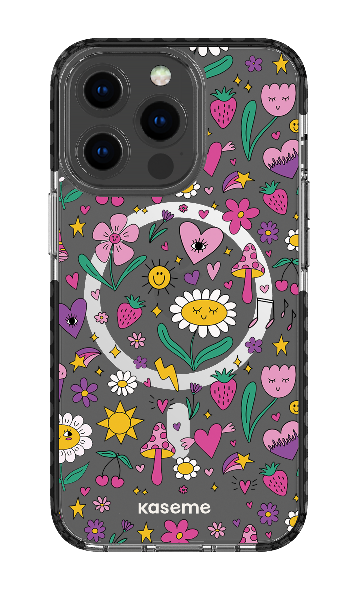 iPhone 13 Pro Clear Case Magsafe - Black Hypnotize Clear Case -