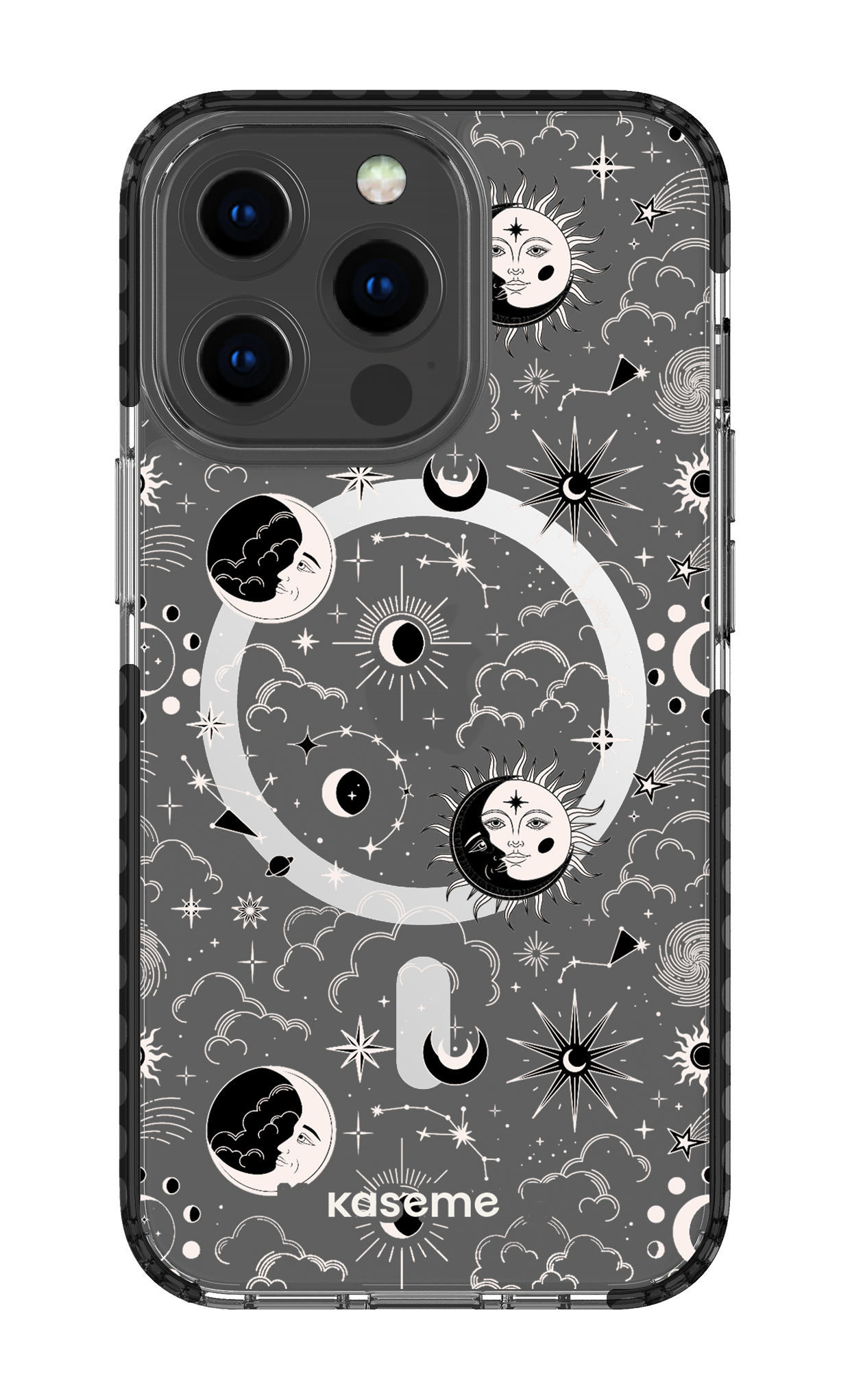 iPhone 13 Pro Clear Case Magsafe - Black Milky Way White Clear Case -