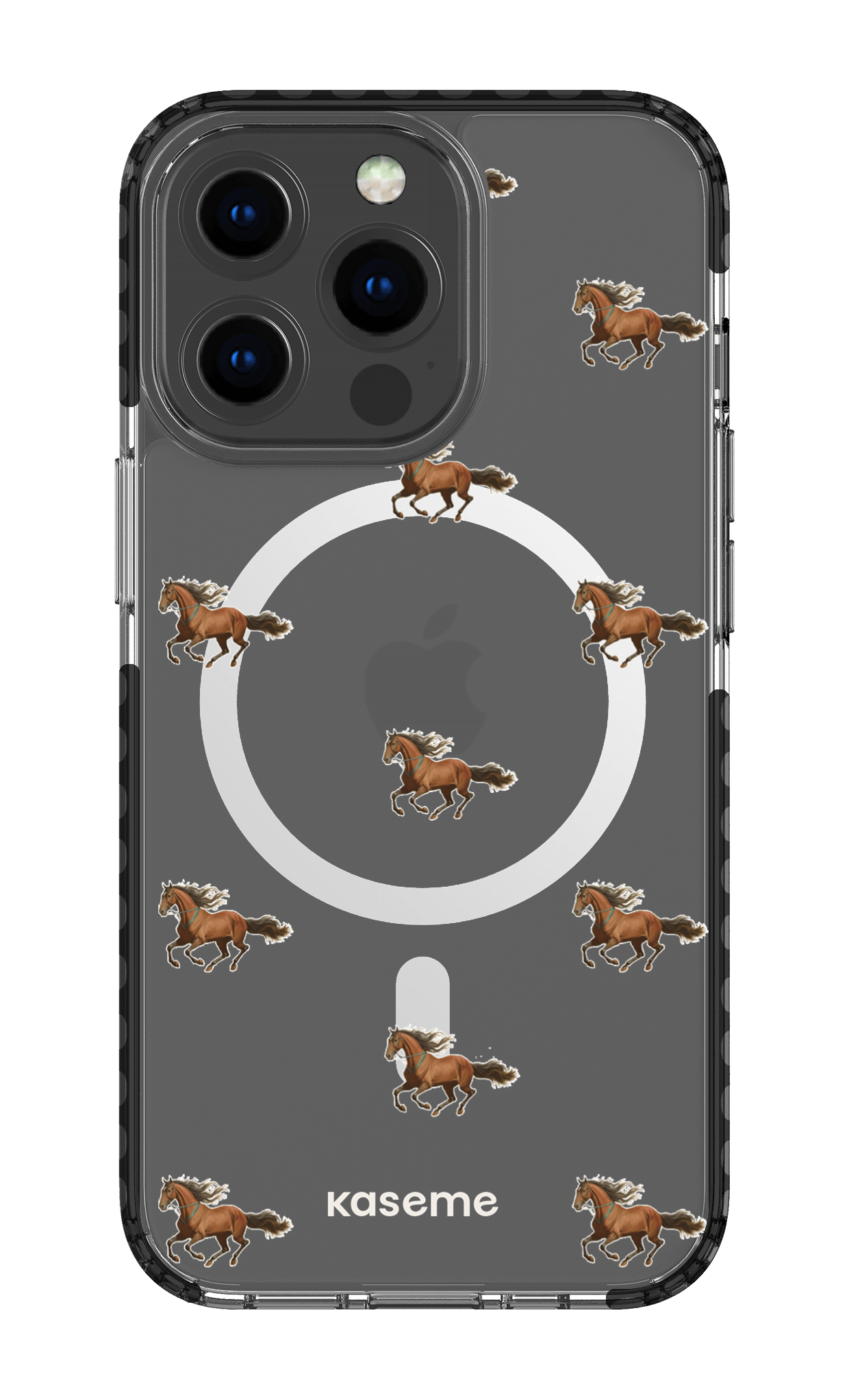 iPhone 13 Pro Clear Case Magsafe - Black Saddle Clear Case -