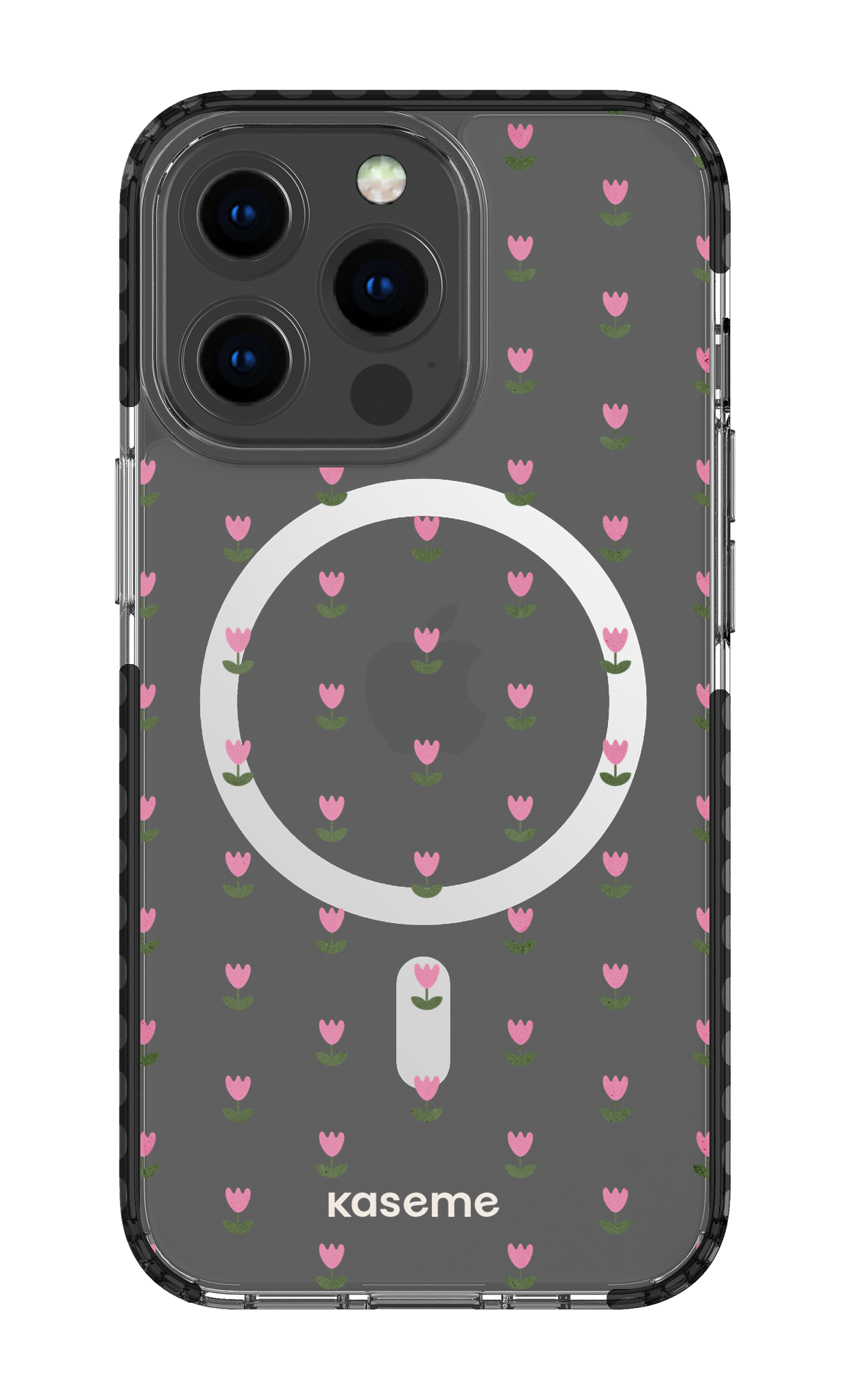 iPhone 13 Pro Clear Case Magsafe - Black Triumph Pink Clear Case -