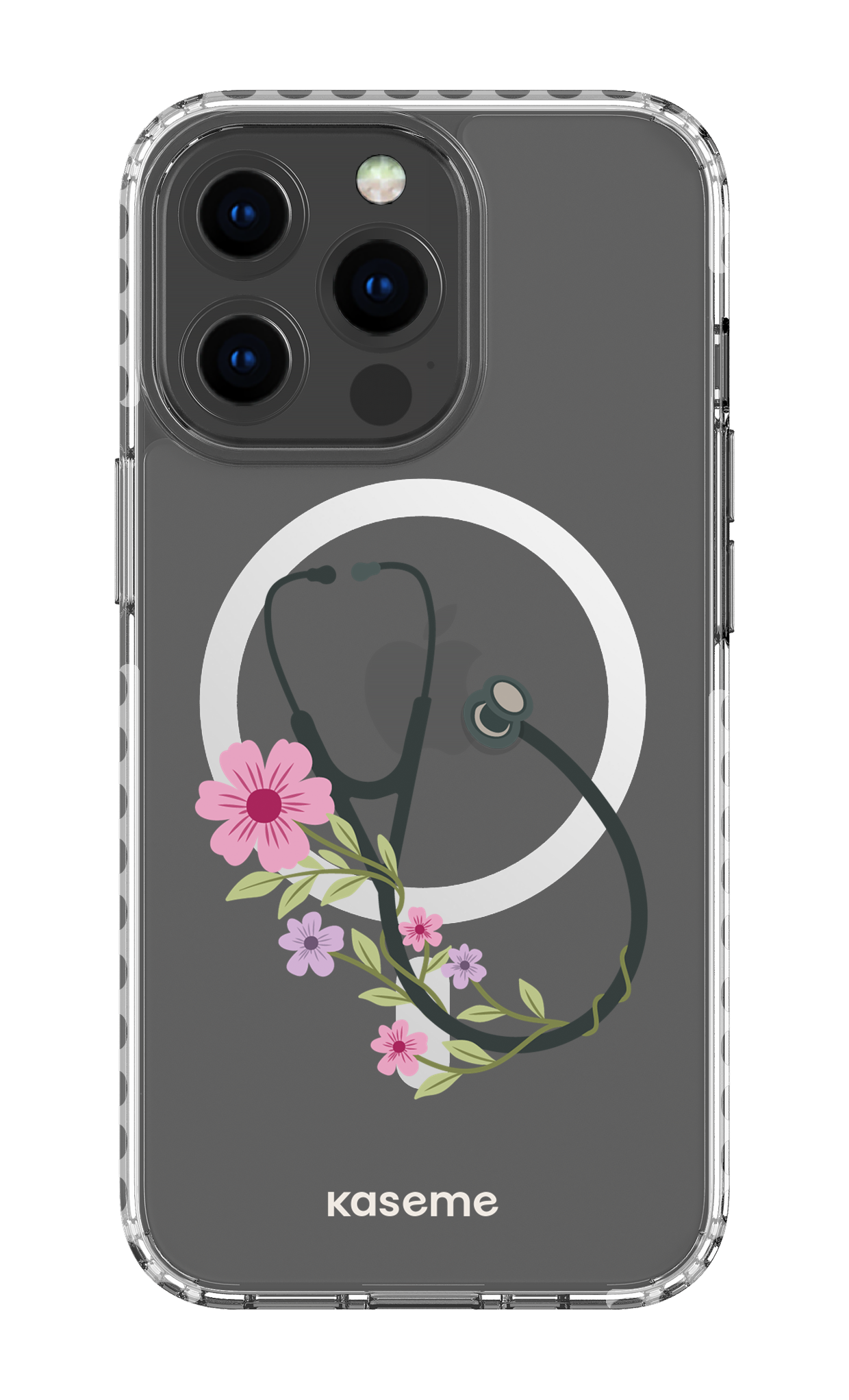 iPhone 13 Pro Clear Case Magsafe - White Blossom Beat Clear Case -