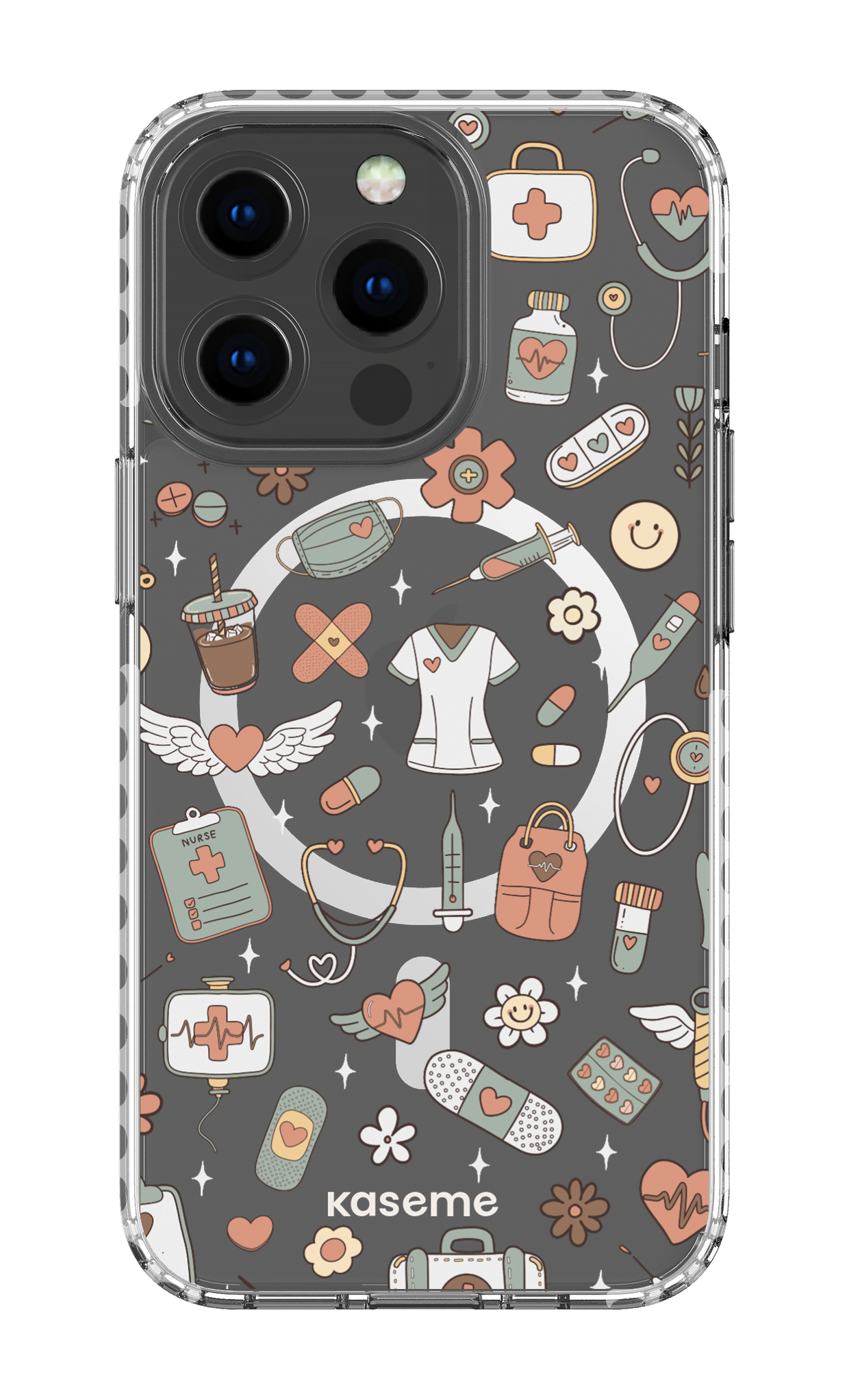 iPhone 13 Pro Clear Case Magsafe - White Code Clear Case -