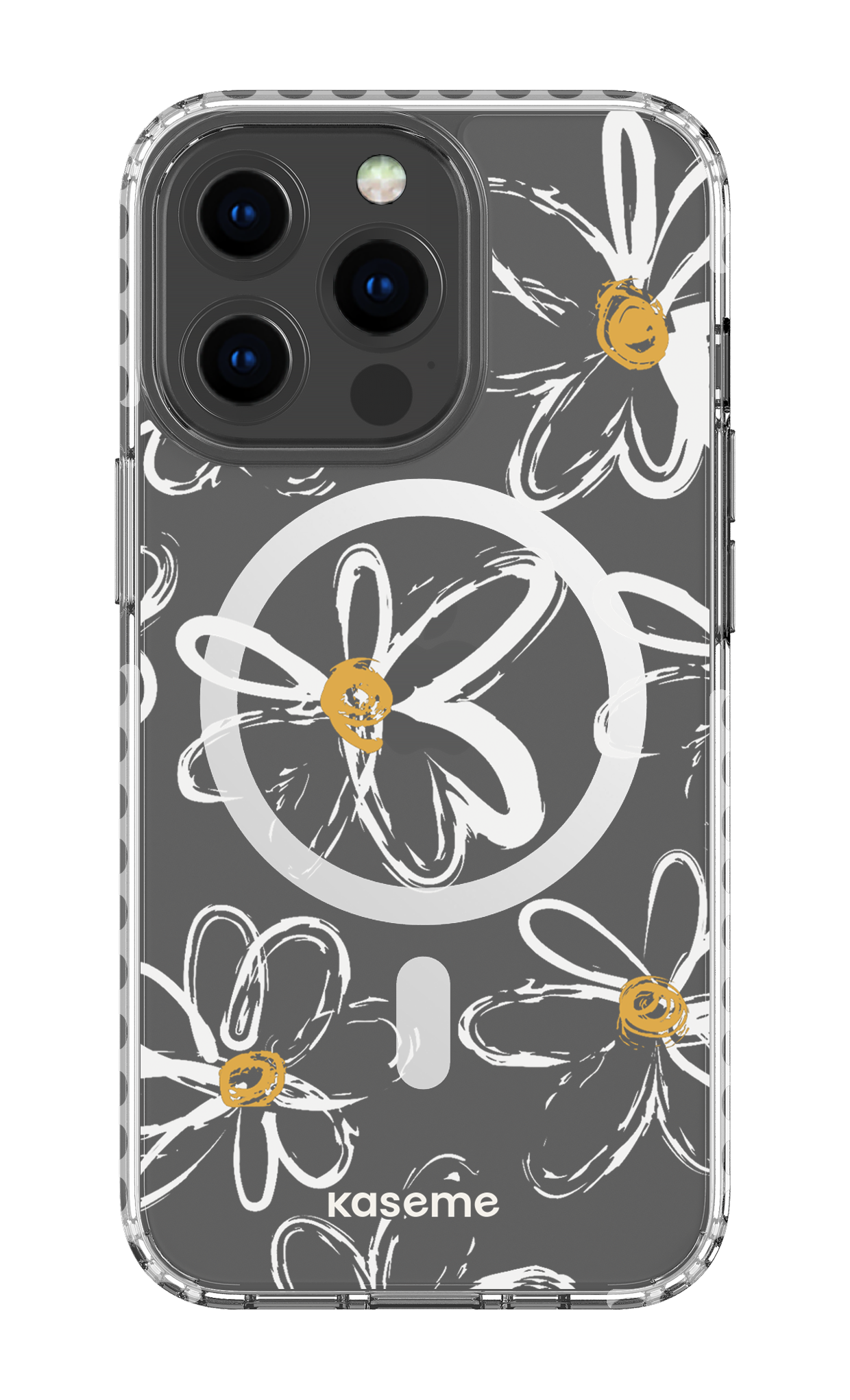 iPhone 13 Pro Clear Case Magsafe - White Give me flowers Clear Case -