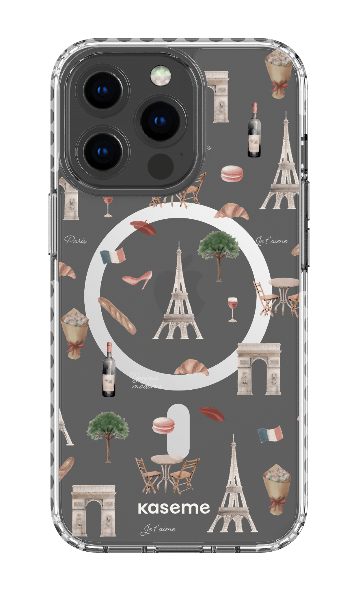 iPhone 13 Pro Clear Case Magsafe - White Je t'aime Paris Clear Case -