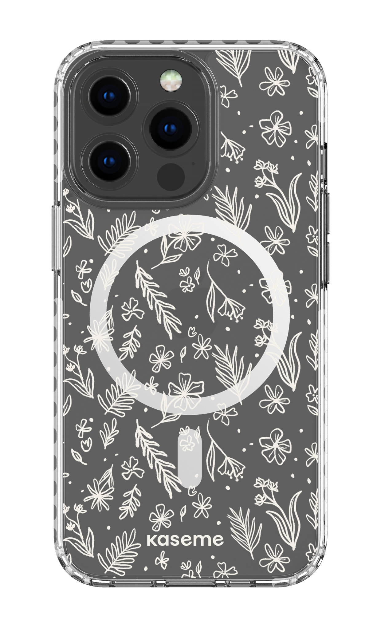 iPhone 13 Pro Clear Case Magsafe - White Olive Branch Clear Case -