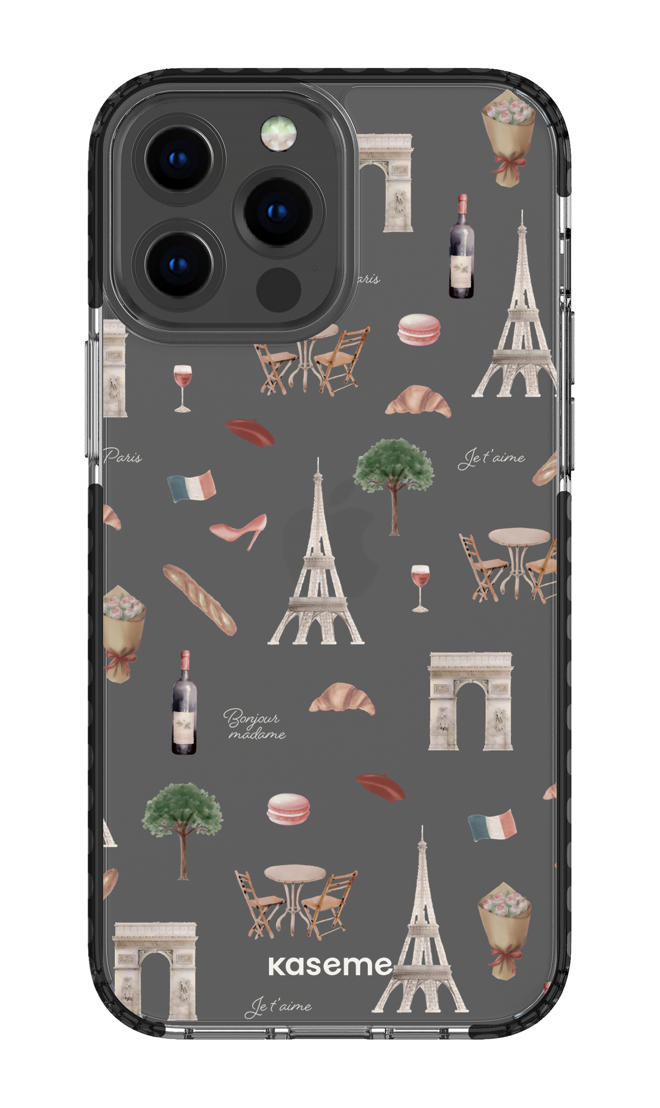iPhone 13 Pro Max Clear Case - Black Je t'aime Paris Clear Case -