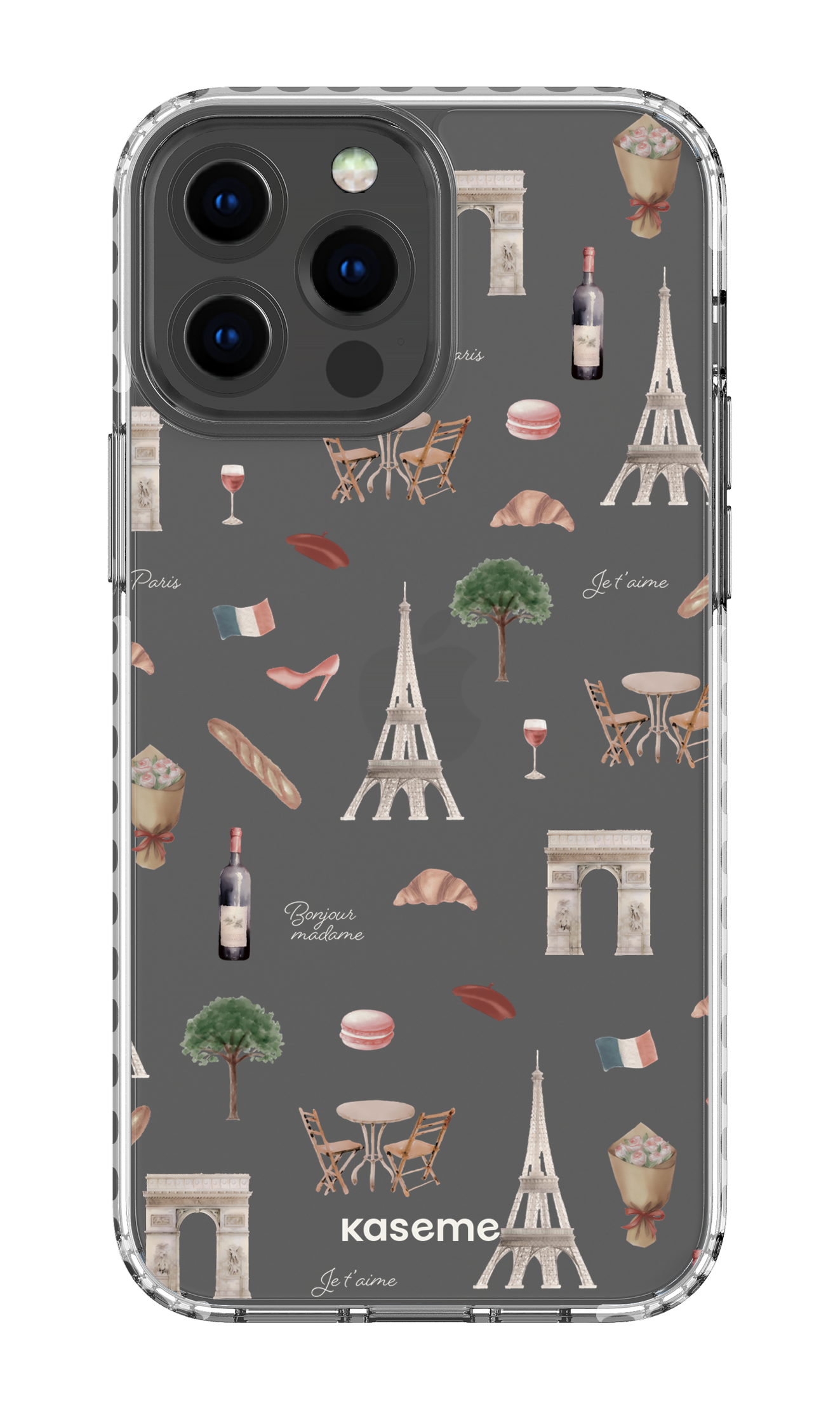 iPhone 13 Pro Max Clear Case - White Je t'aime Paris Clear Case -