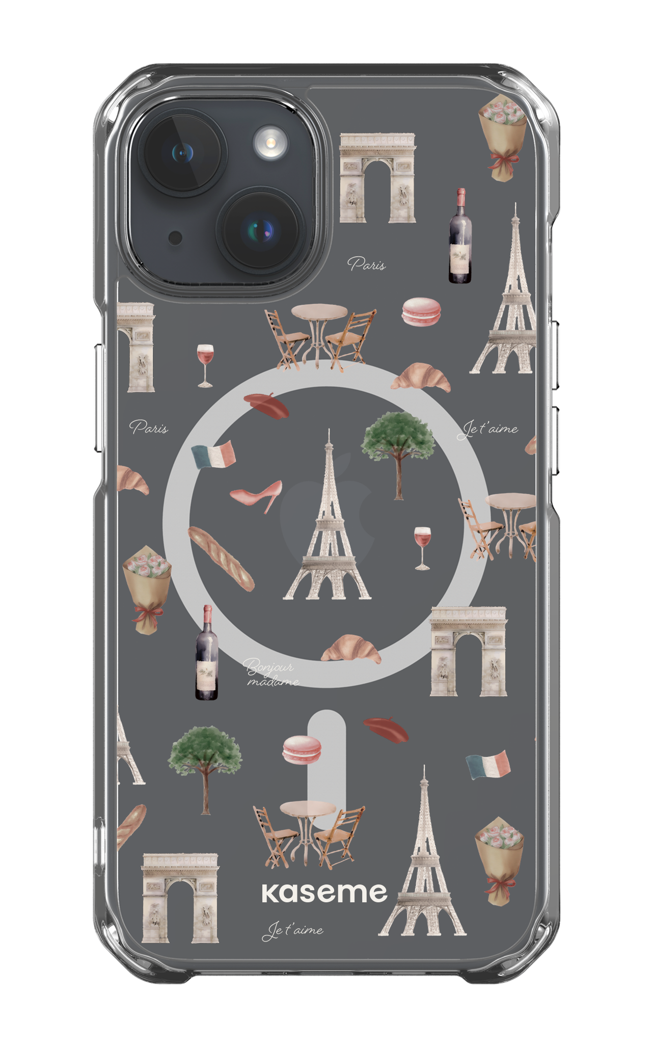 iPhone 14 Clear Case - Magsafe Je t'aime Paris Clear Case -
