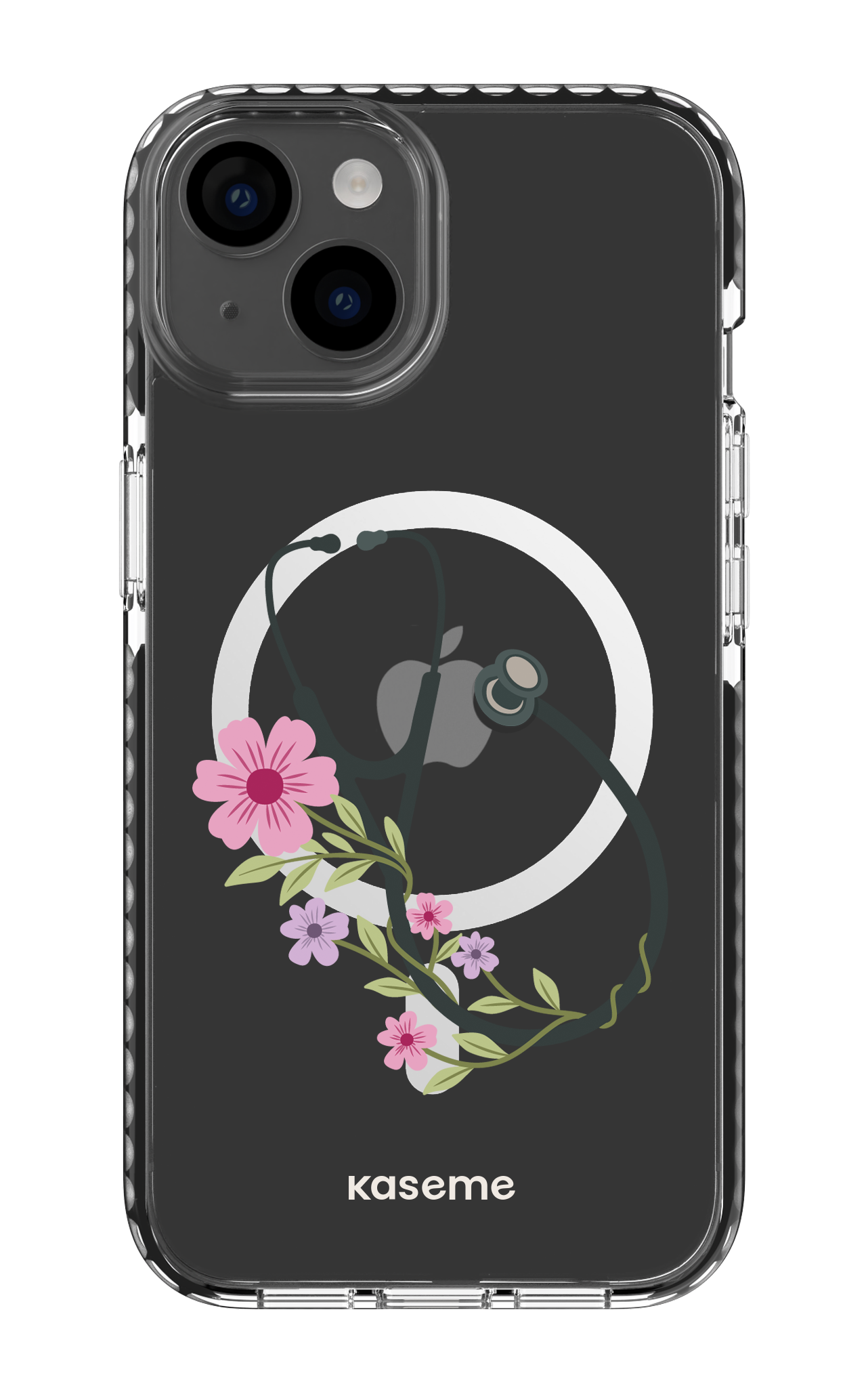 iPhone 14 Clear Case Magsafe - Black Blossom Beat Clear Case -