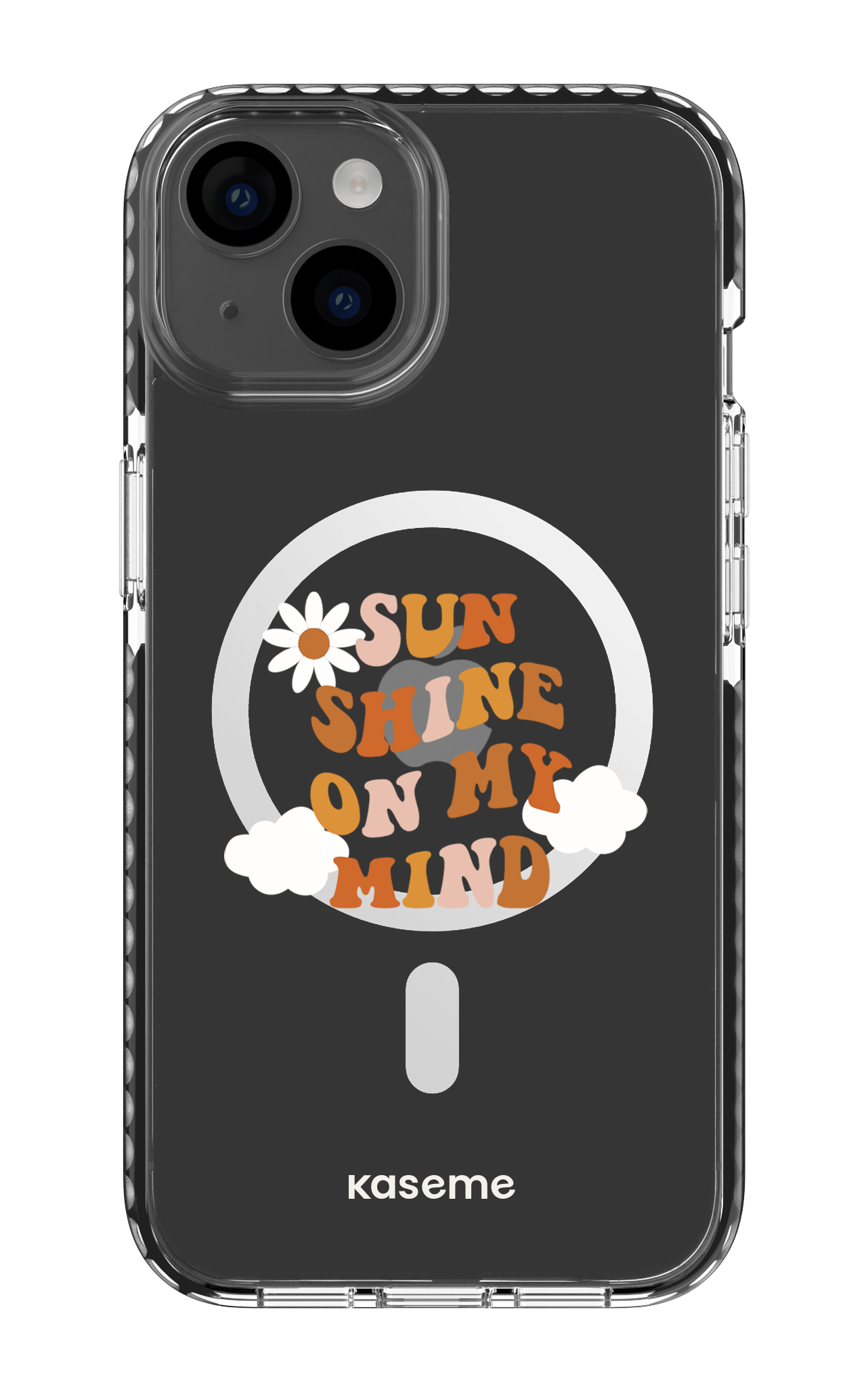 iPhone 14 Clear Case Magsafe - Black Cheerful Clear Case -