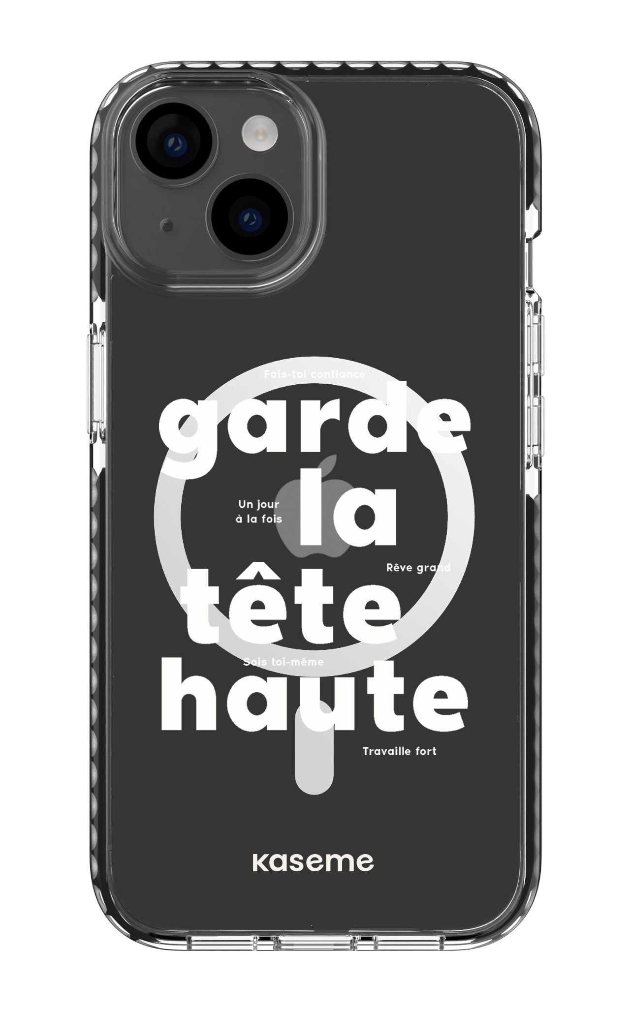 iPhone 14 Clear Case Magsafe - Black État d'esprit Clear Case -