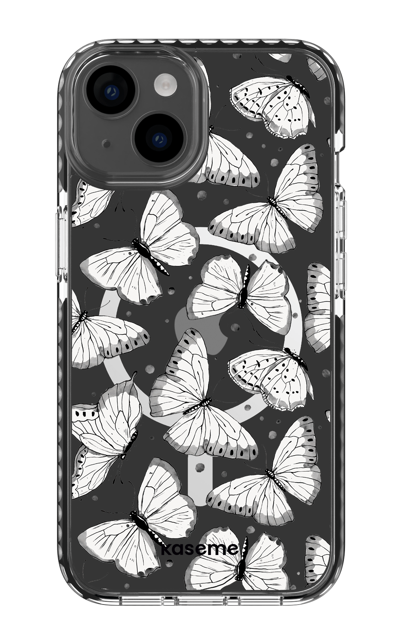 iPhone 14 Clear Case Magsafe - Black Float Clear Case -