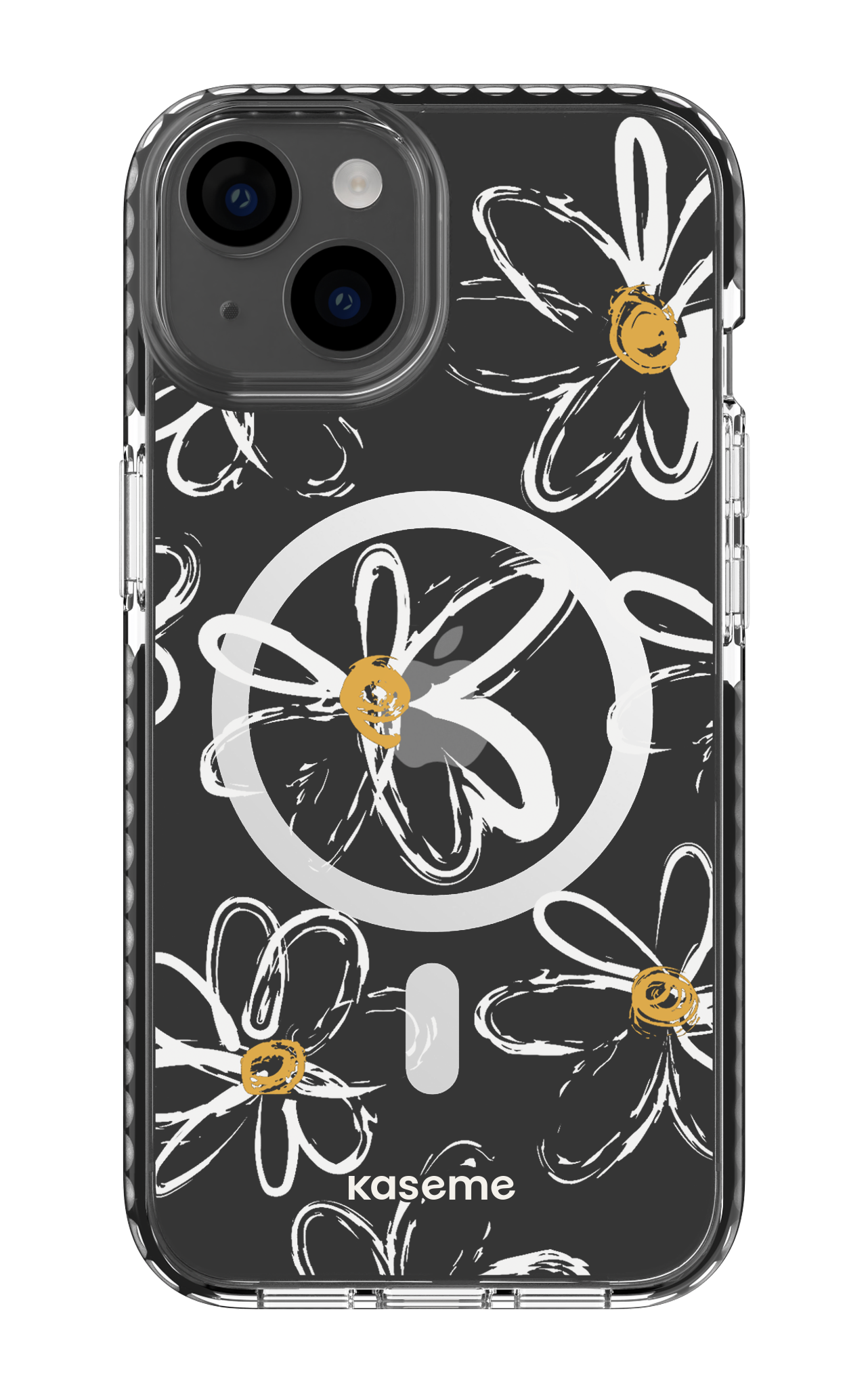 iPhone 14 Clear Case Magsafe - Black Give me flowers Clear Case -