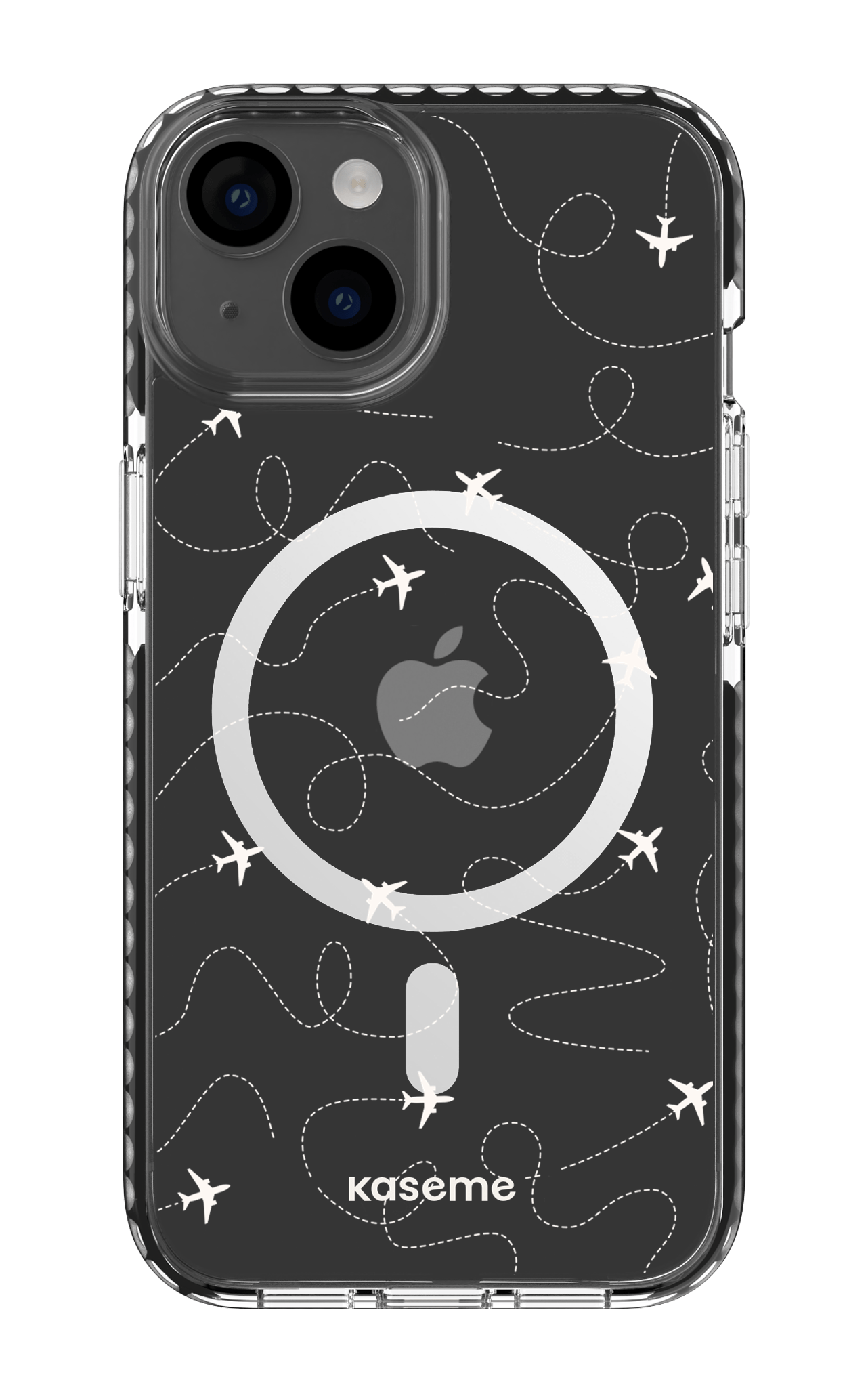 iPhone 14 Clear Case Magsafe - Black Globetrotter Clear Case -