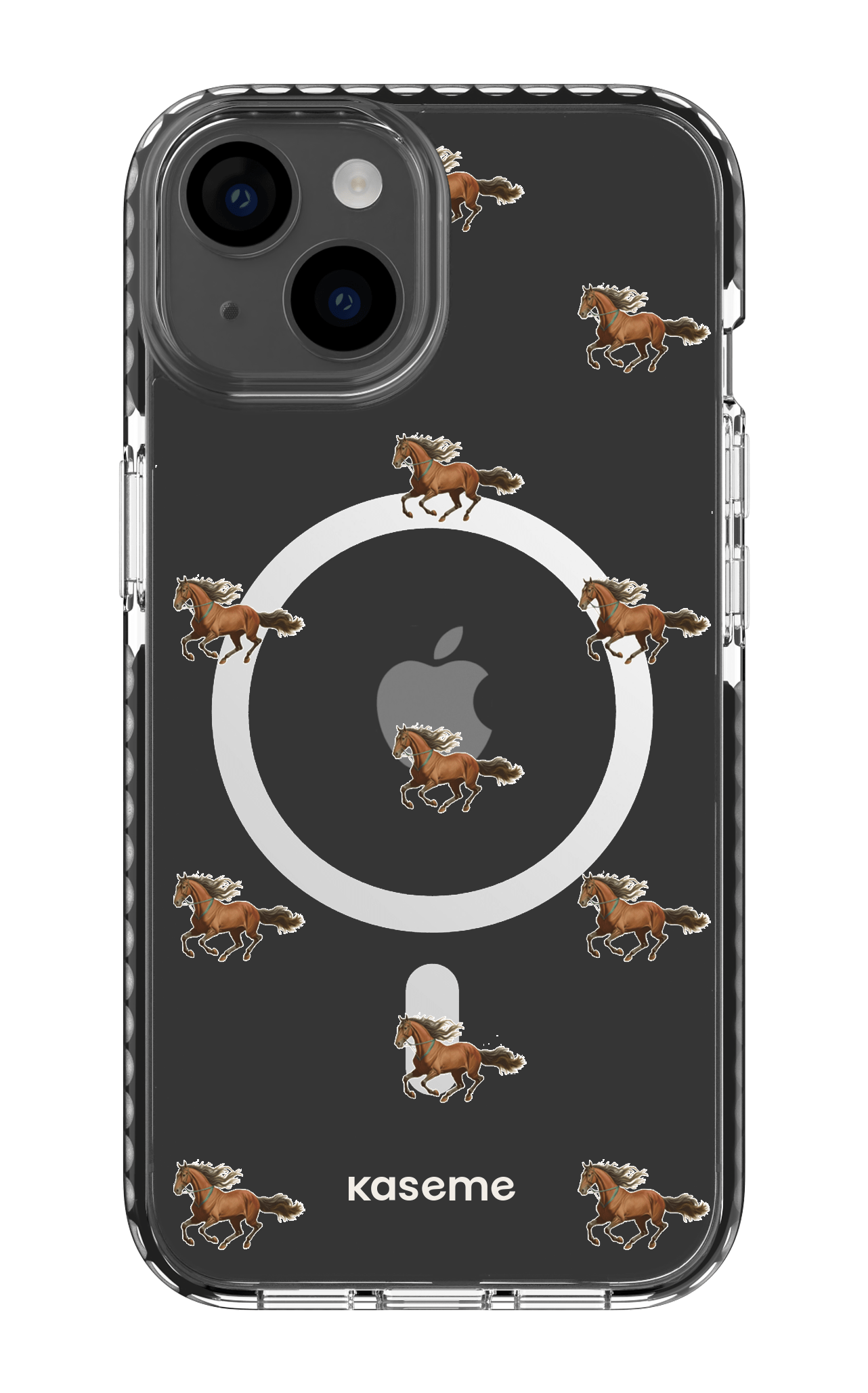 iPhone 14 Clear Case Magsafe - Black Saddle Clear Case -