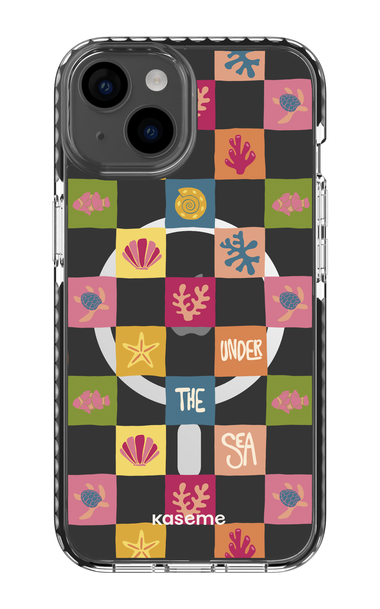 iPhone 14 Clear Case Magsafe - Black Under the sea Clear Case -