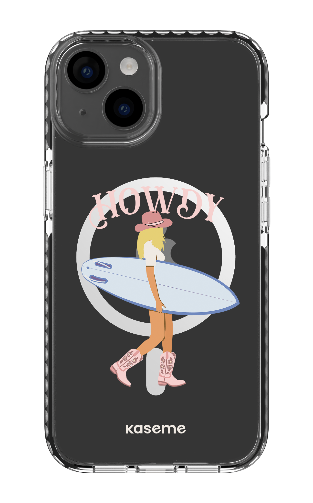 iPhone 14 Clear Case Magsafe - Black Westsea Pink Clear Case -