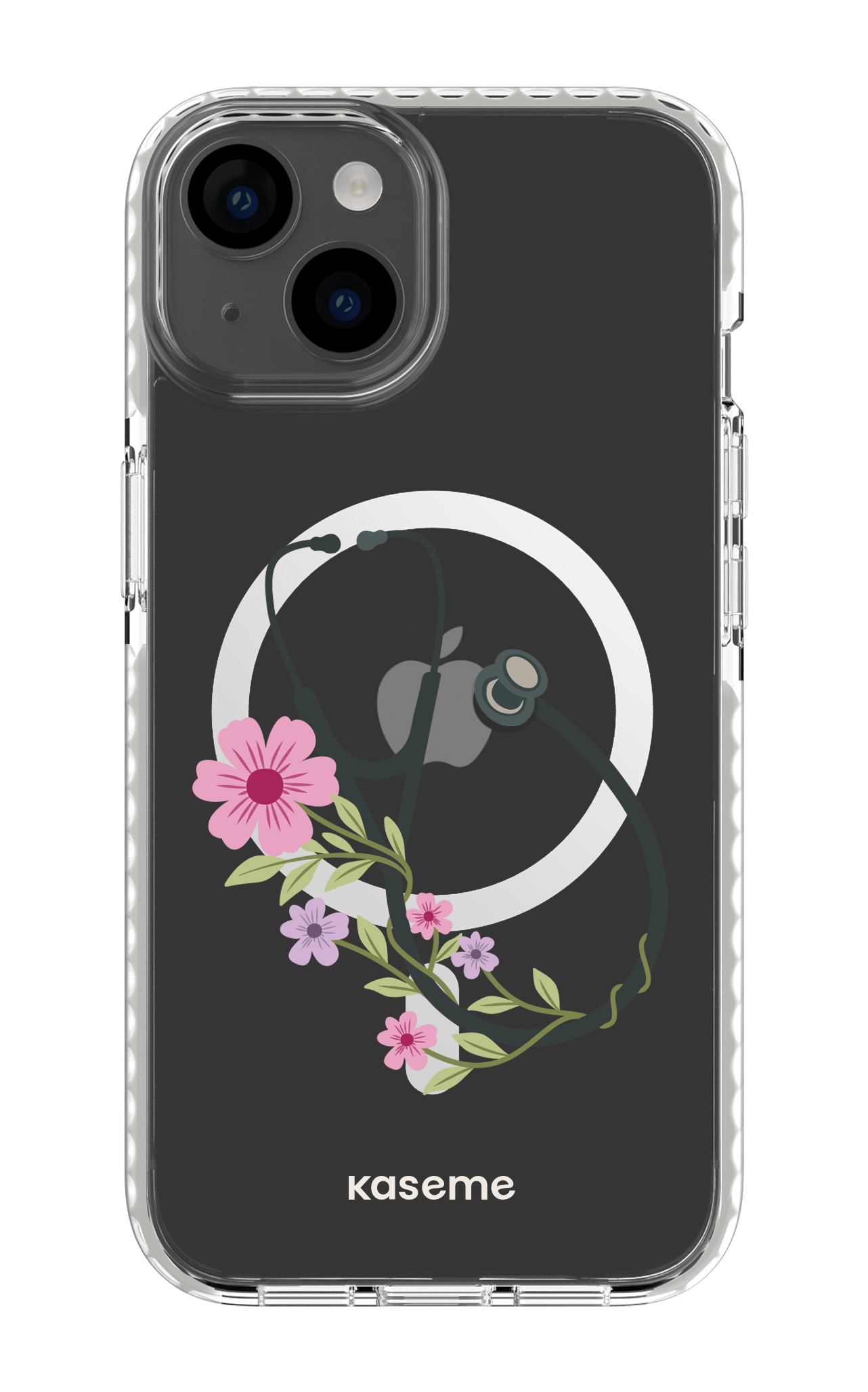 iPhone 14 Clear Case Magsafe - White Blossom Beat Clear Case -