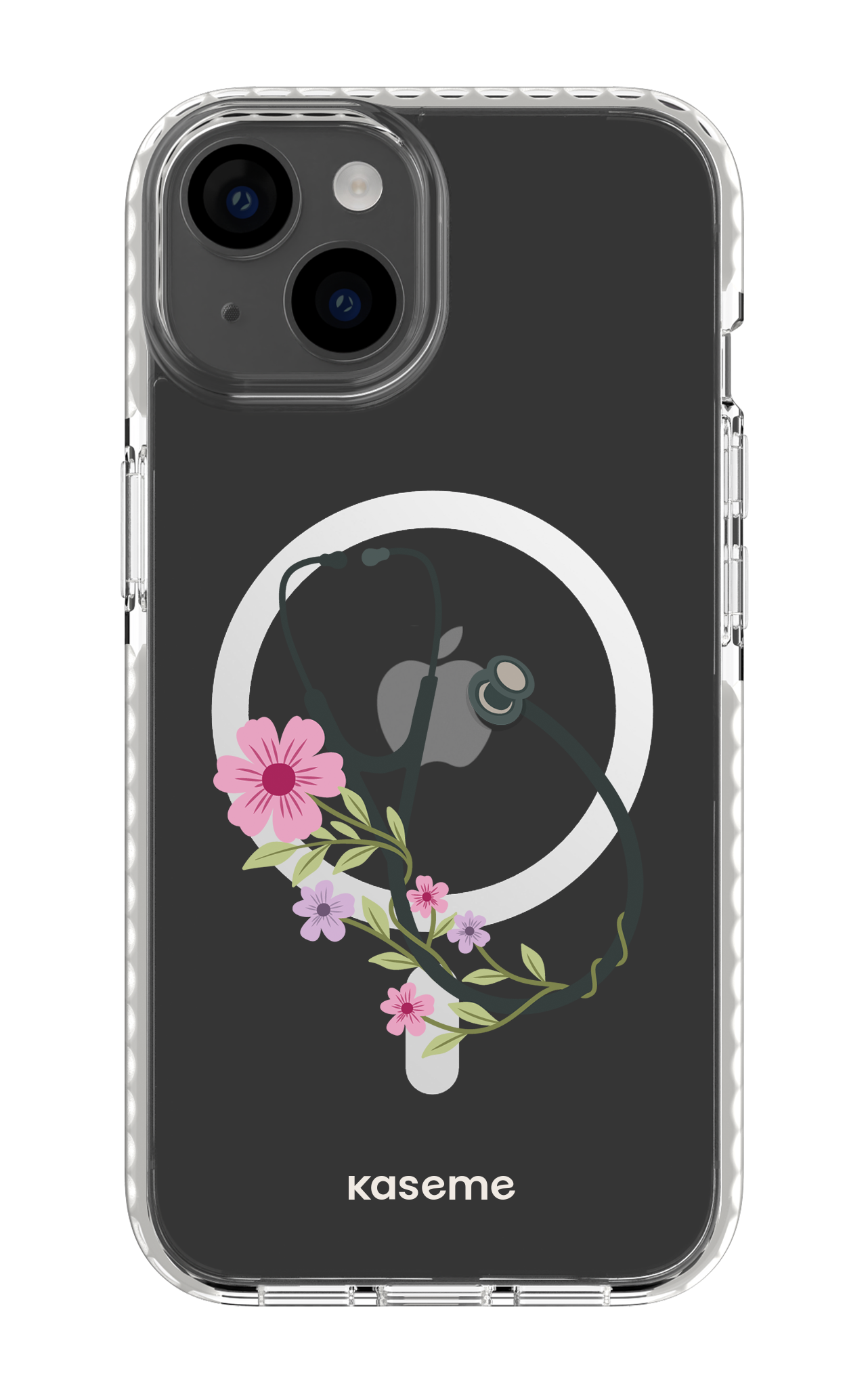 iPhone 14 Clear Case Magsafe - White Blossom Beat Clear Case -