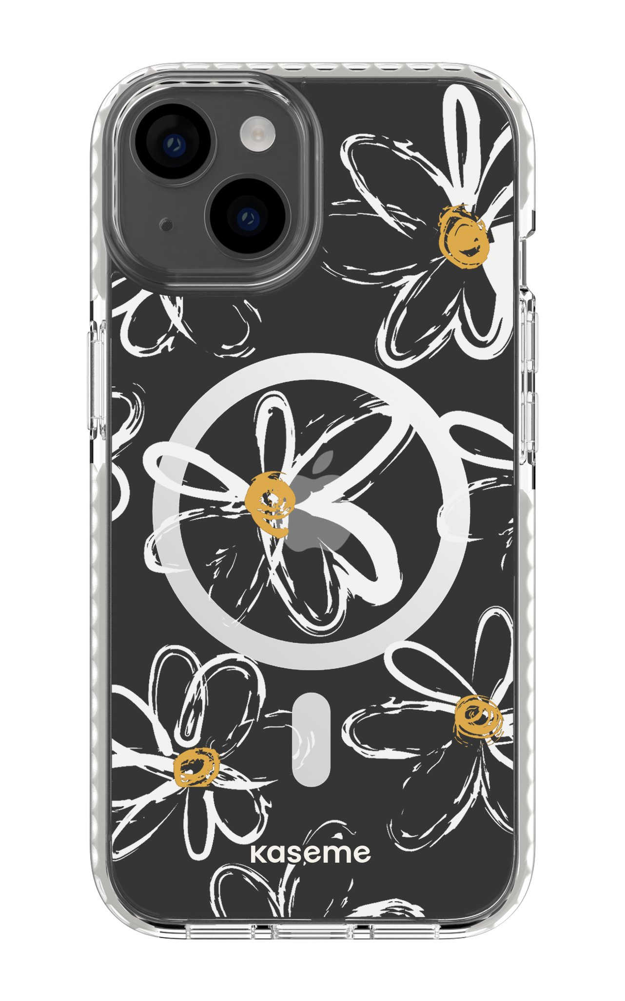 iPhone 14 Clear Case Magsafe - White Give me flowers Clear Case -