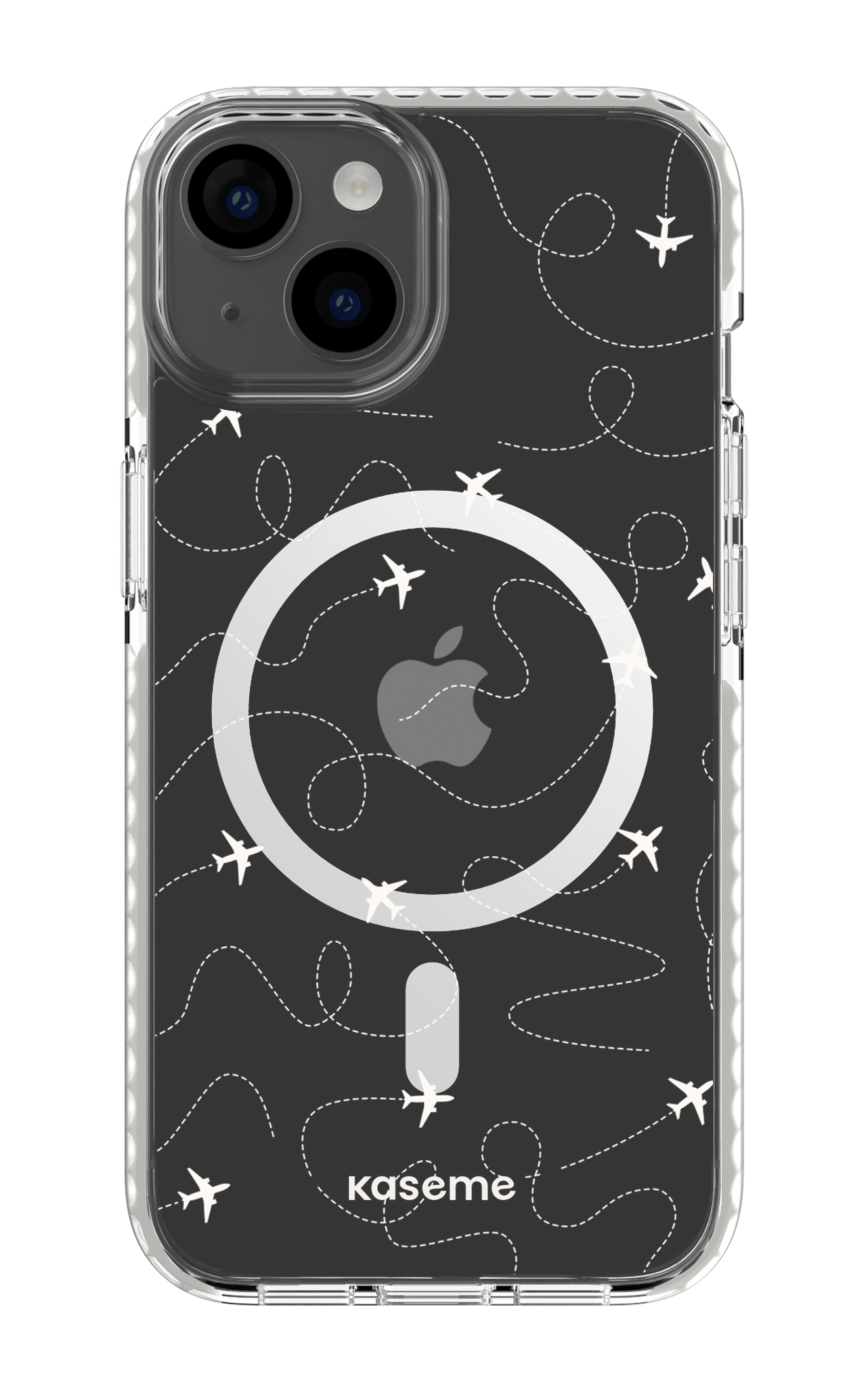 iPhone 14 Clear Case Magsafe - White Globetrotter Clear Case -