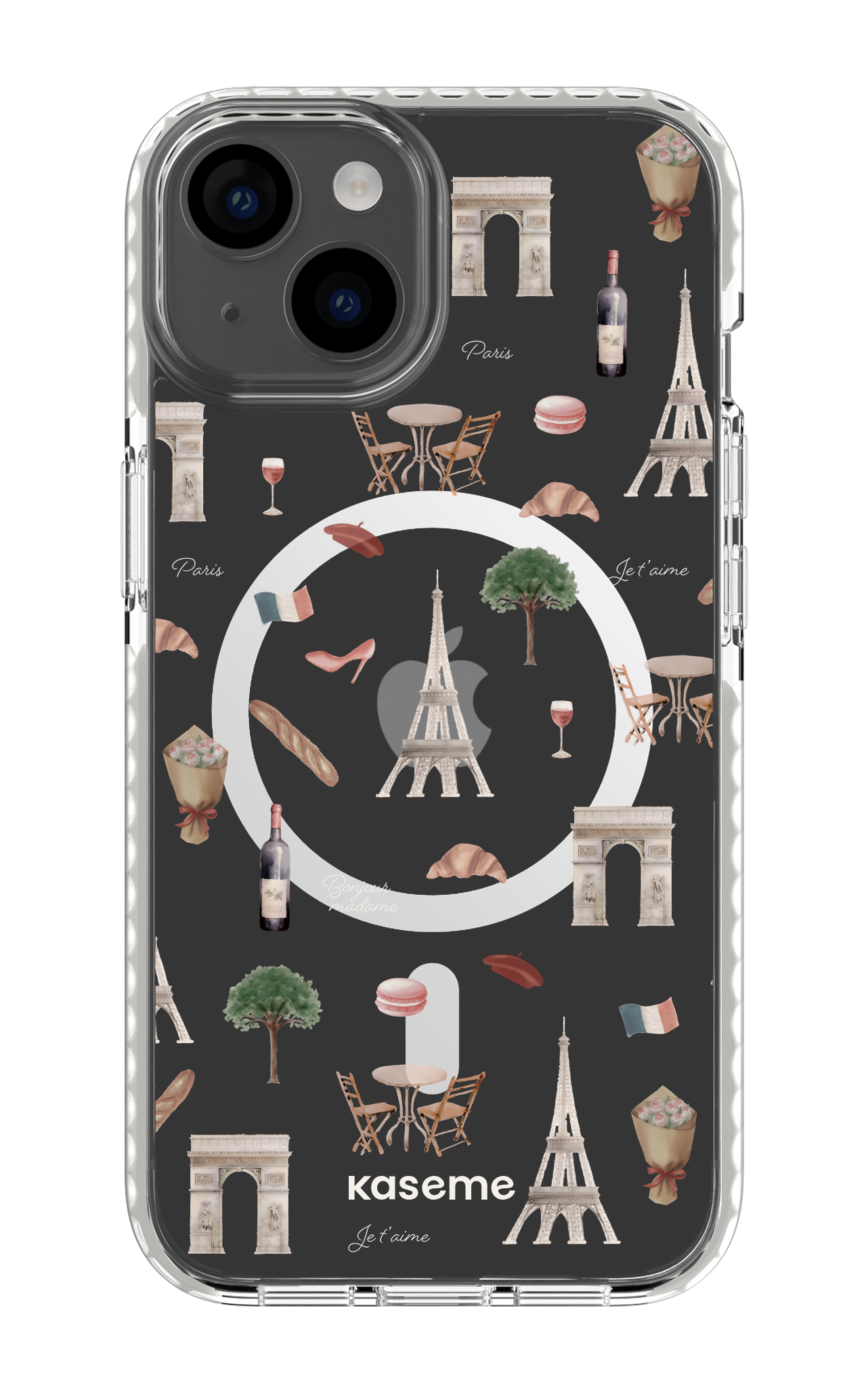 iPhone 14 Clear Case Magsafe - White Je t'aime Paris Clear Case -