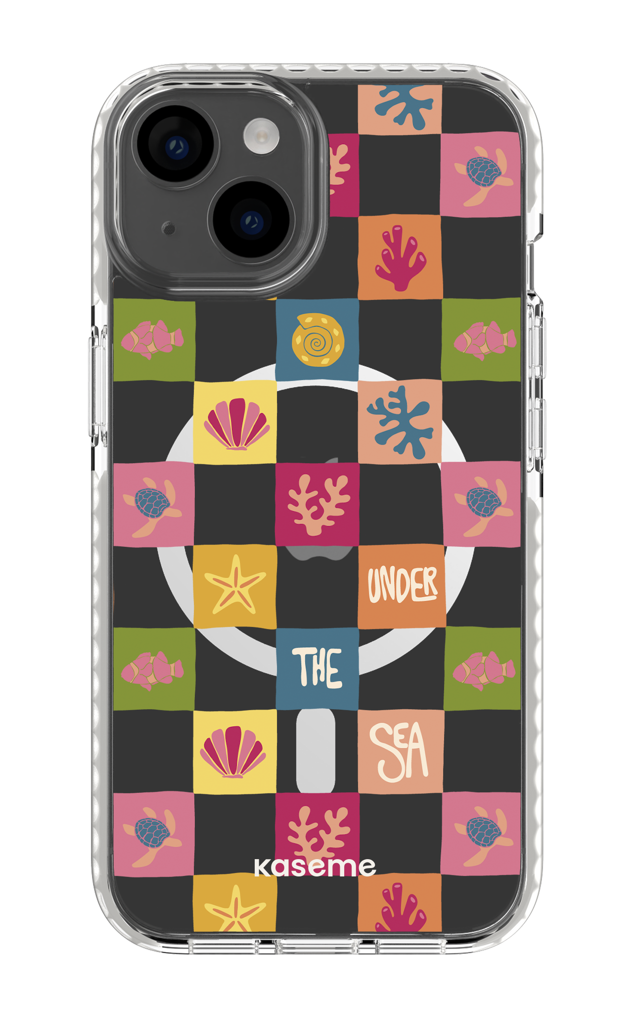 iPhone 14 Clear Case Magsafe - White Under the sea Clear Case -