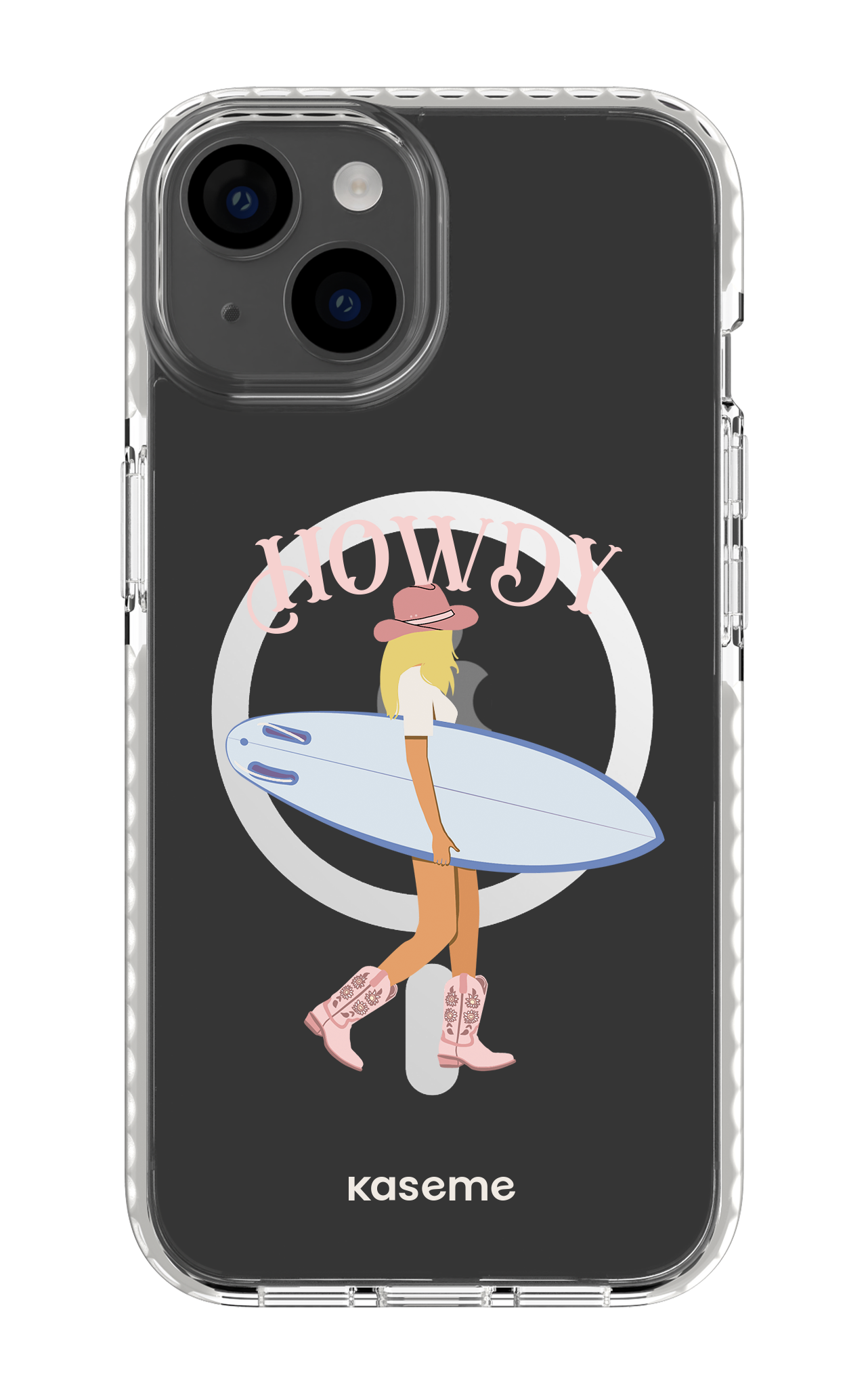 iPhone 14 Clear Case Magsafe - White Westsea Pink Clear Case -